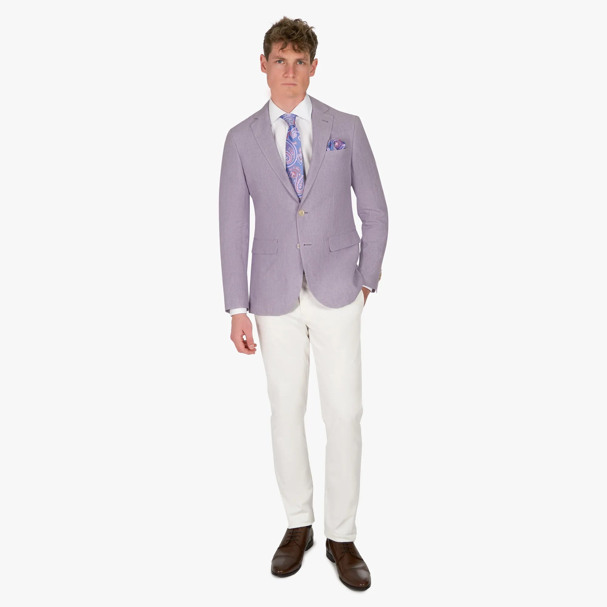 Sakko Genf aus Leinen in helllila hellgrün Bild 2