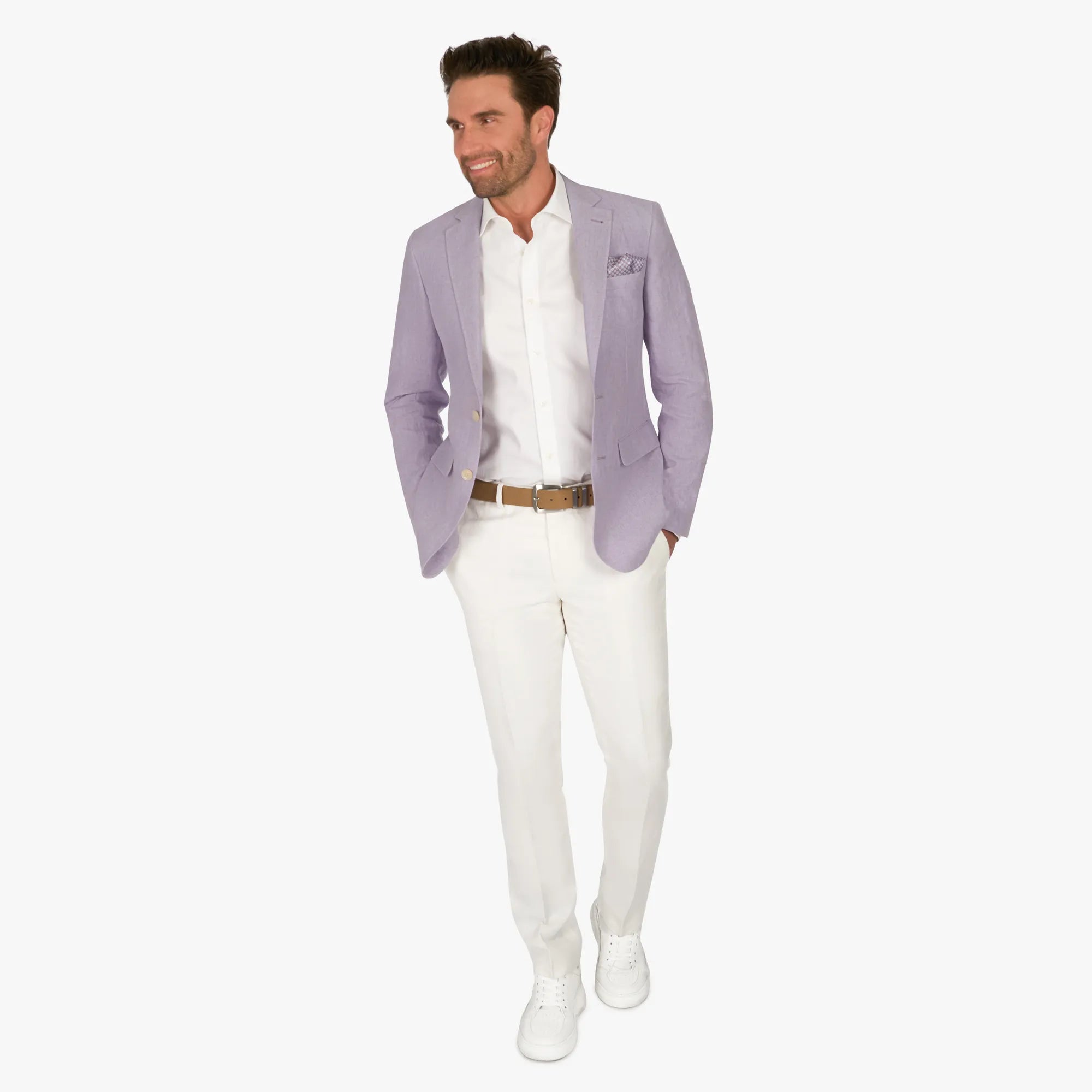 Sakko Genf aus Leinen in helllila hellgrün Bild 8