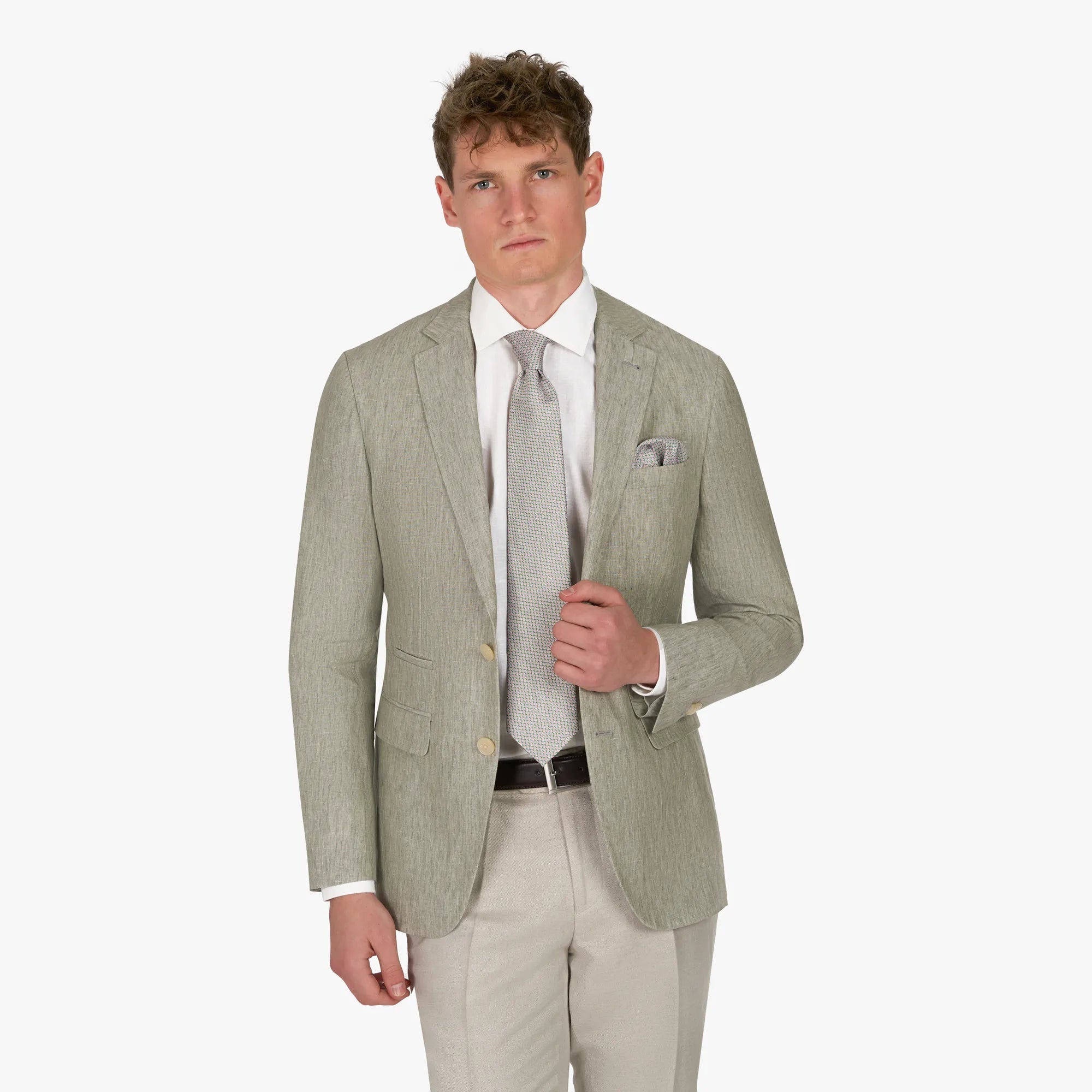 Sakko Pesaro aus Leinen in hellgrün helllila Bild 1