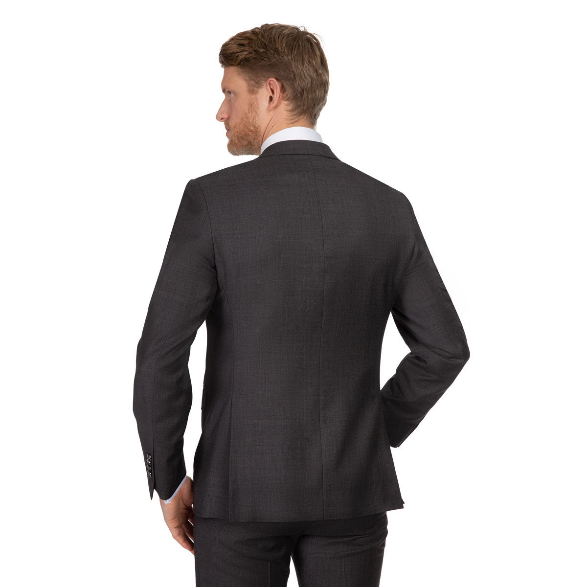 Mann im eleganten Anzug rückwärts.