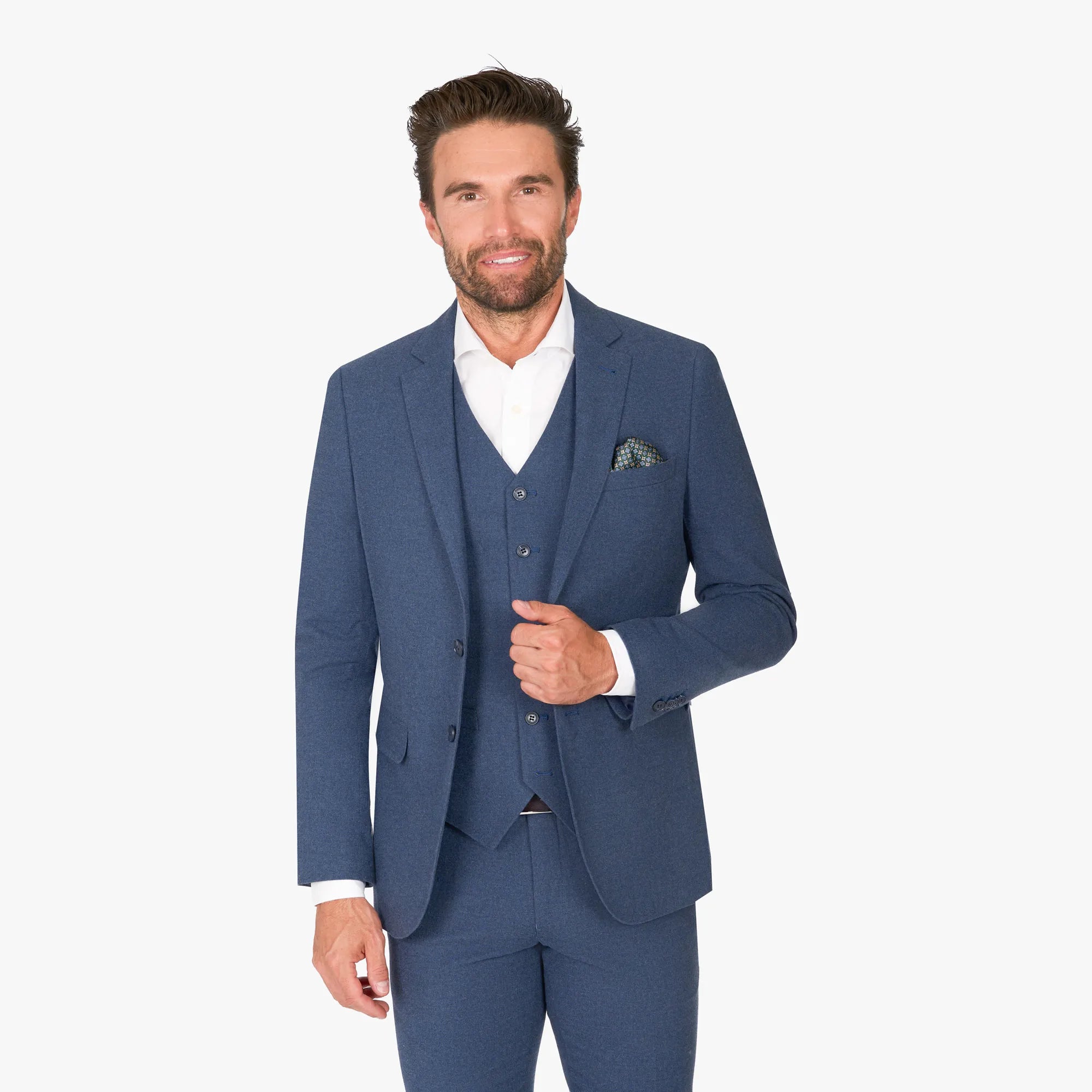 Anzug Genf in Blau aus Wolle und Elasthan blau Bild 2