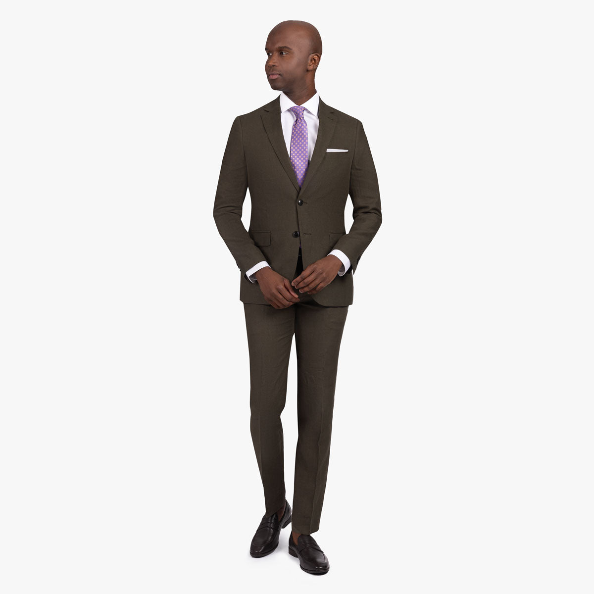 Anzug Genf aus Leinen in olivgrün dkl. grün Bild 11