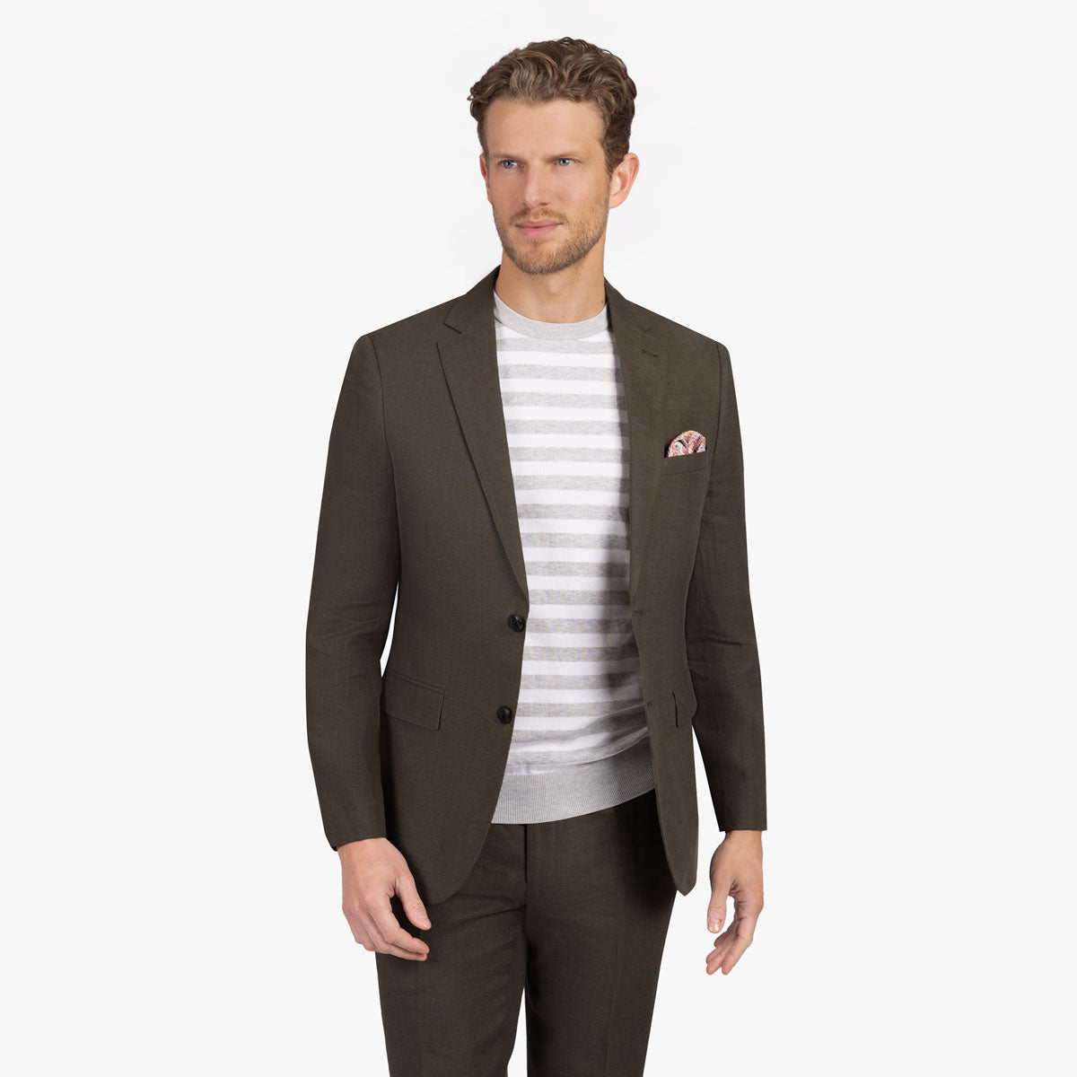 Anzug Genf aus Leinen in olivgrün dkl. grün Bild 2