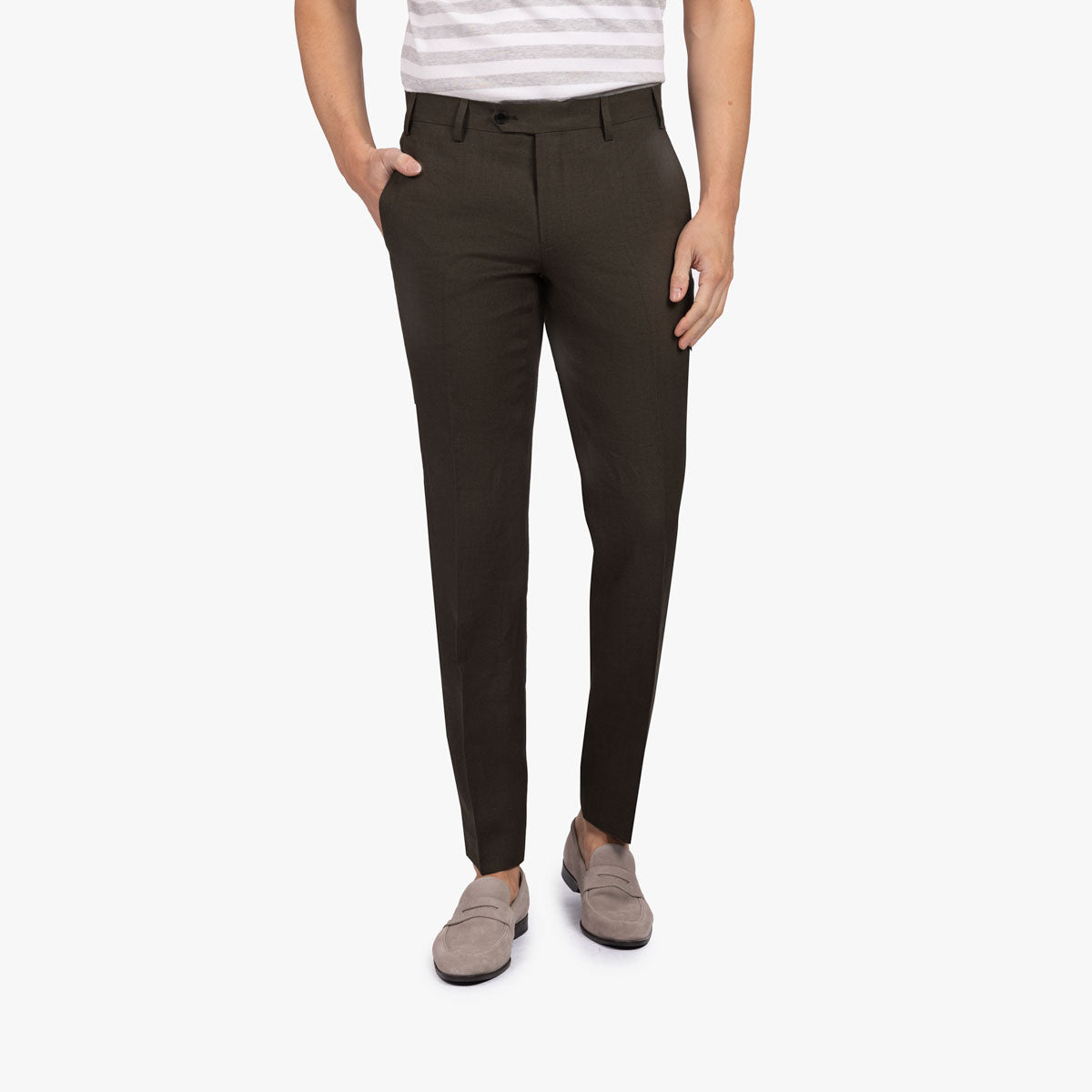 Anzug Genf aus Leinen in olivgrün dkl. grün Bild 6