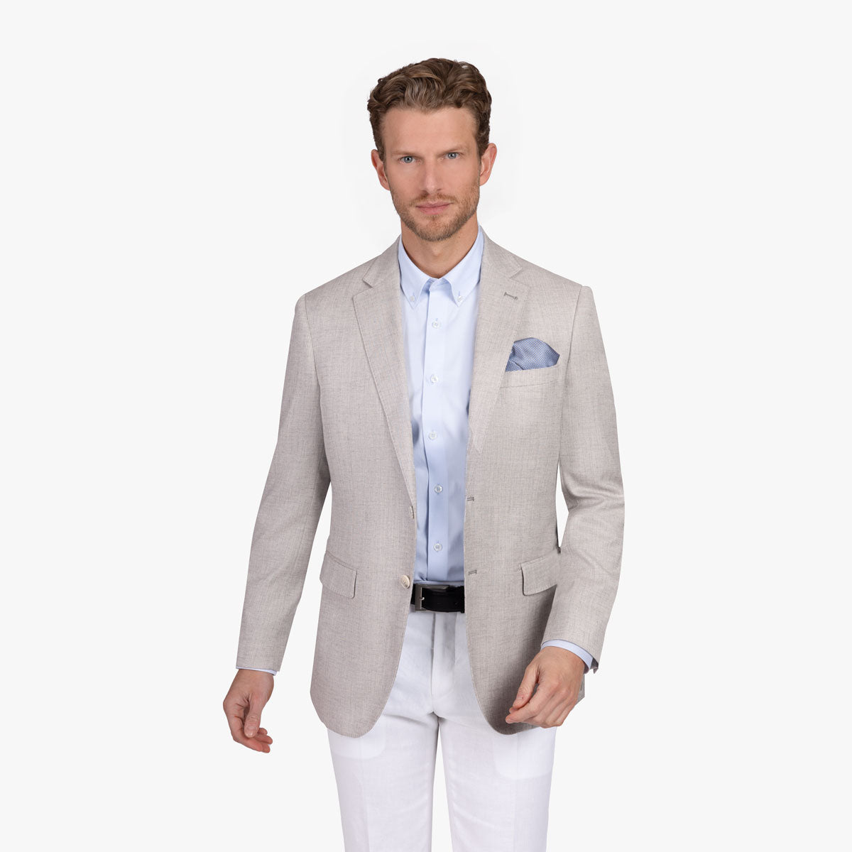 Sakko Prato in graubeige mit Leinenoptik hellgrau Bild 1