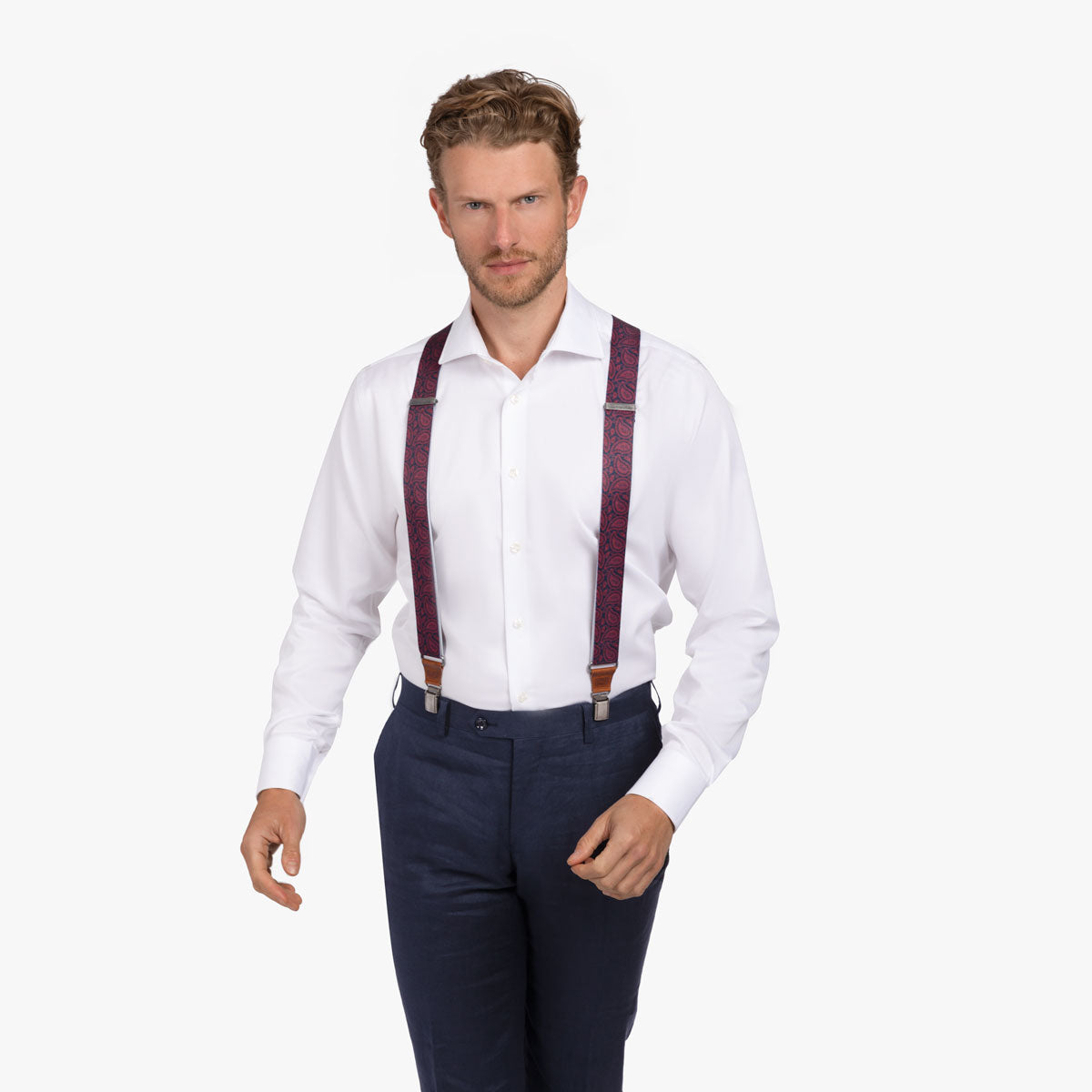 Hosenträger mit Paisley in rot dunkelblau  Bild 1