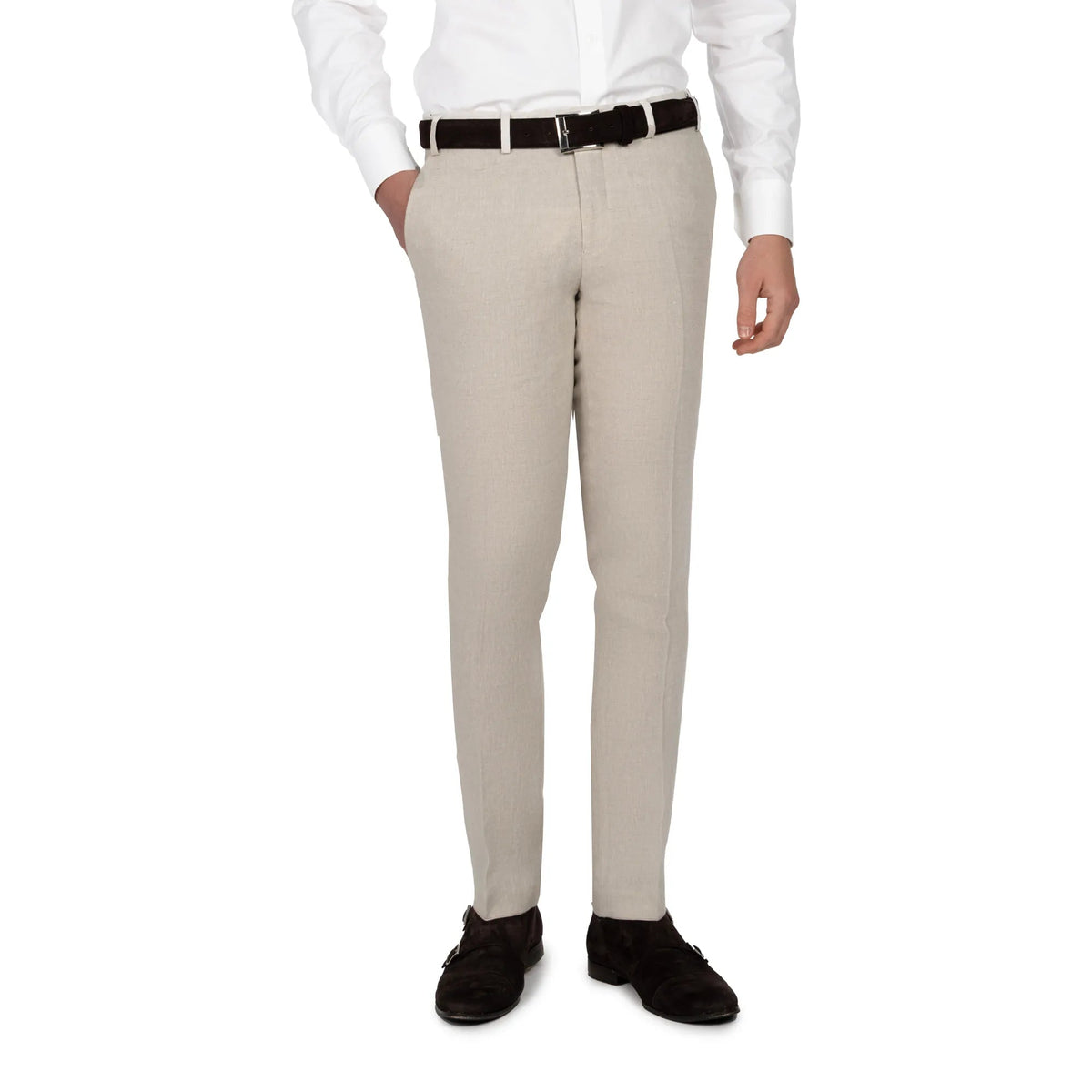 Anzug Fano mit steigendem Revers aus Leinen in Beige beige Bild 4