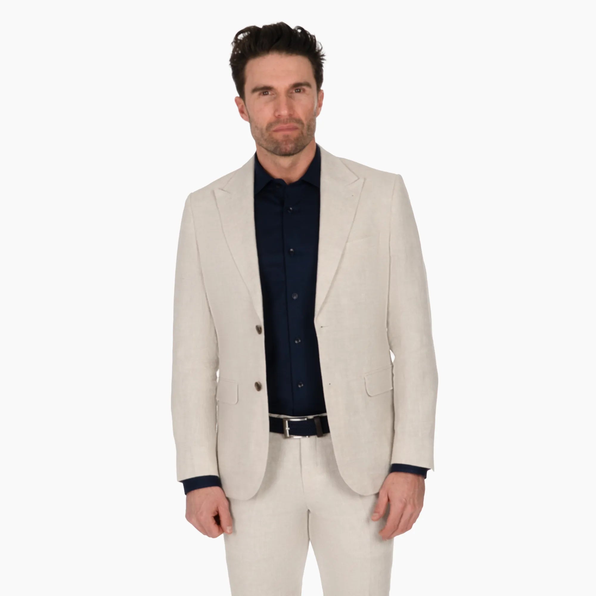 Anzug Fano mit steigendem Revers aus Leinen in Beige beige Bild 8