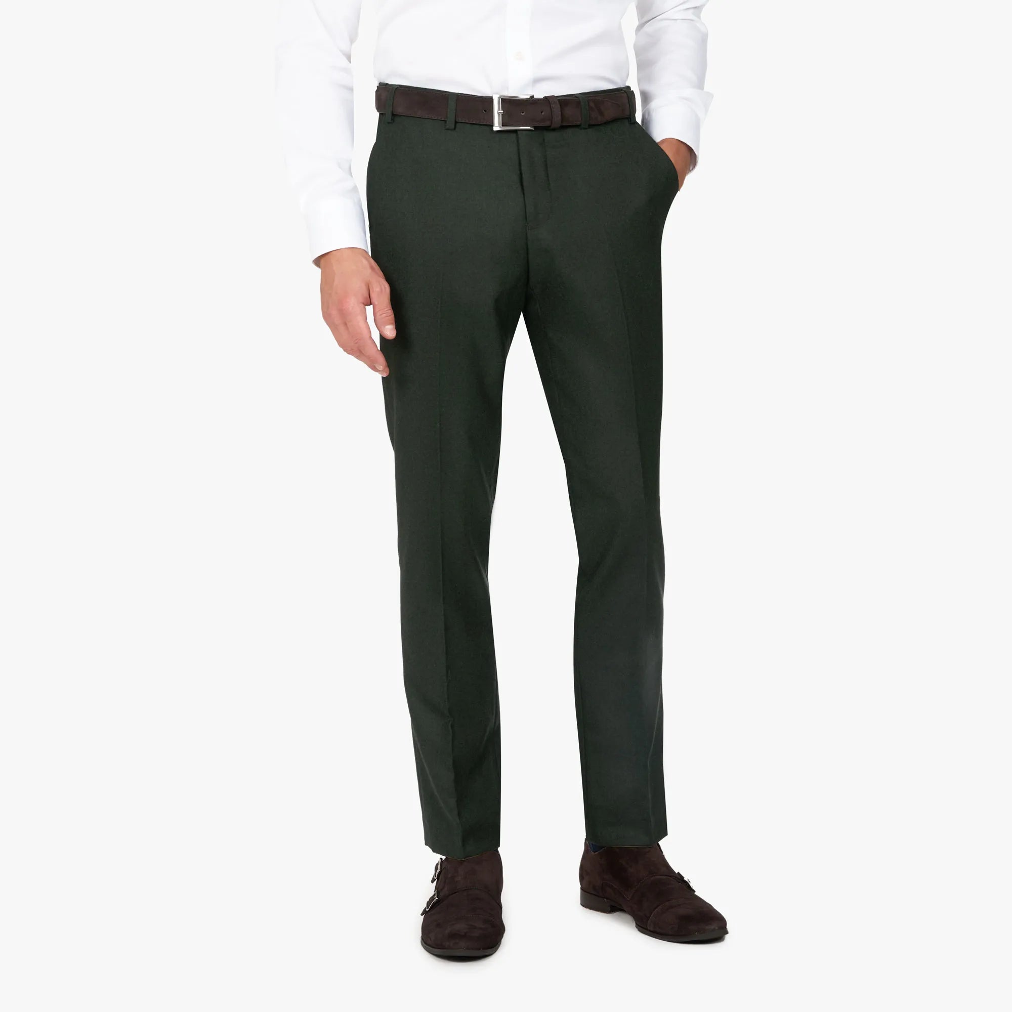 Baukastenhose Siena in Dunkelgrün aus Super 100`s Schurwolle dkl. grün Bild 1