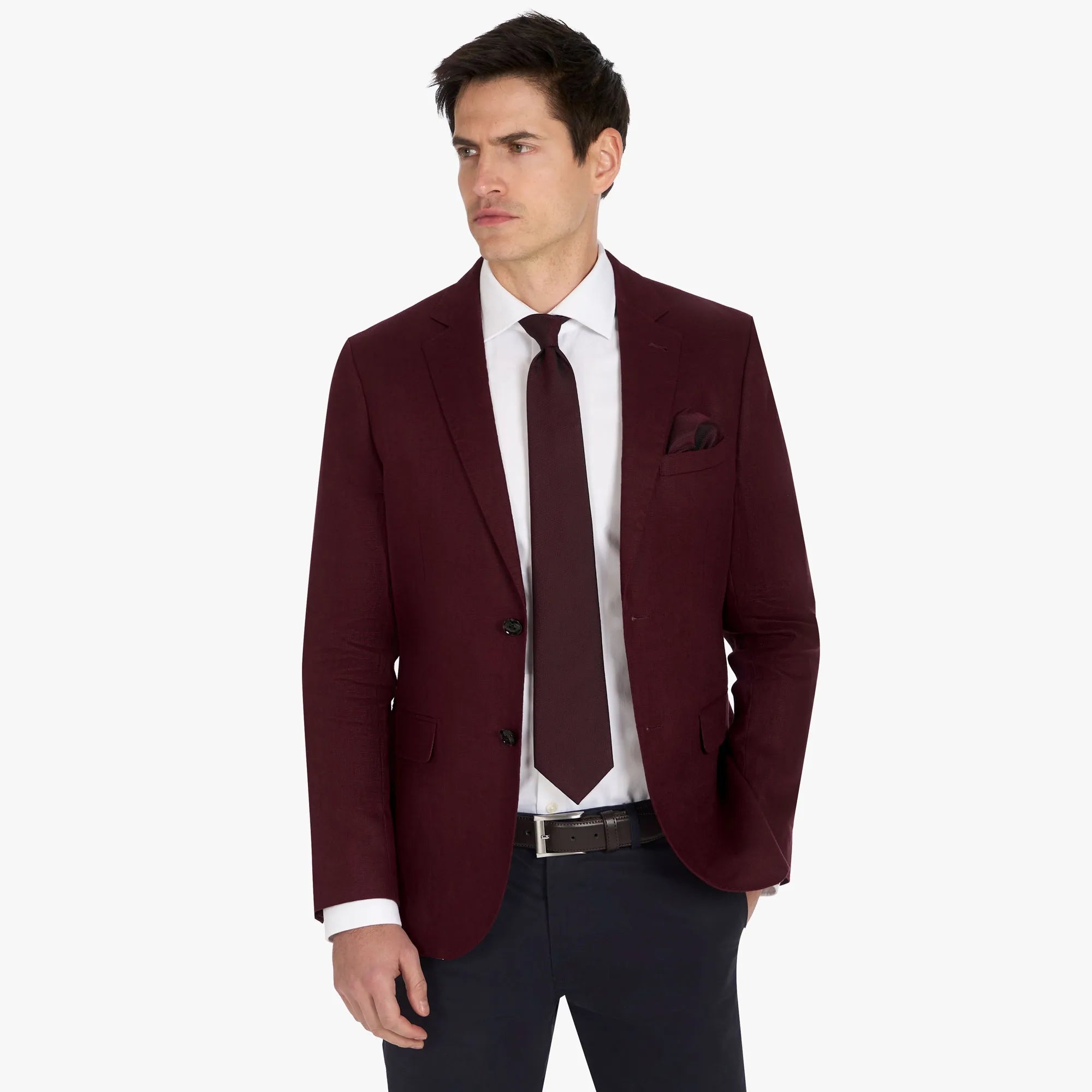 Sakko Genf/IO aus Leinen in Barolo dkl. rot Bild 1