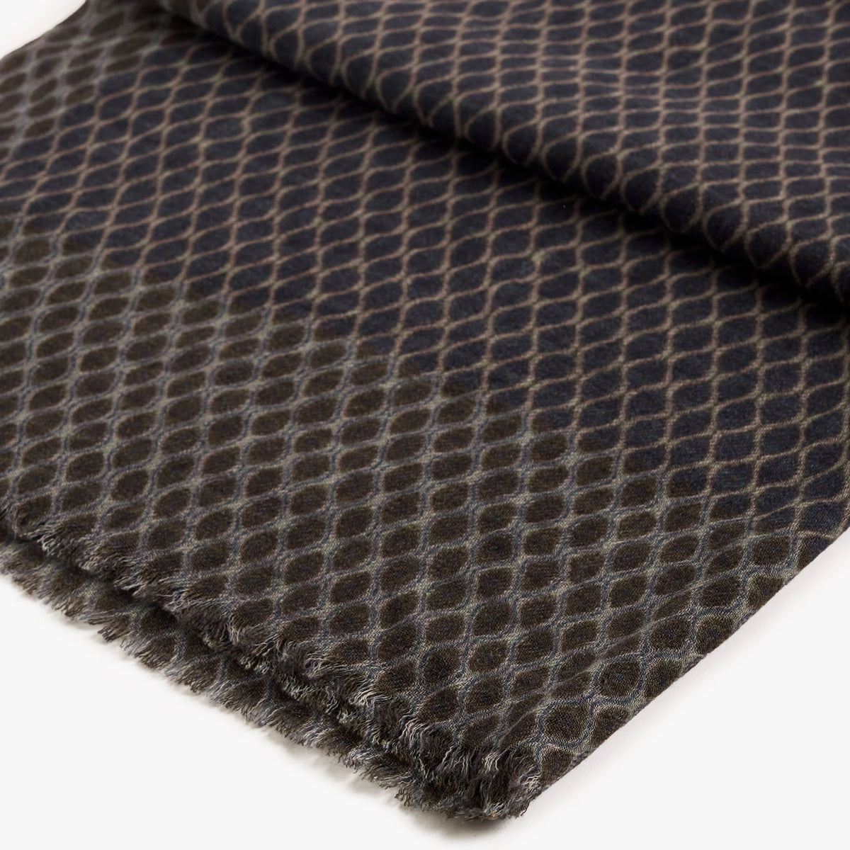 Schal in Blau und Braun mit Muster aus Wolle C25-PRT-03 COL:01 Bild 2