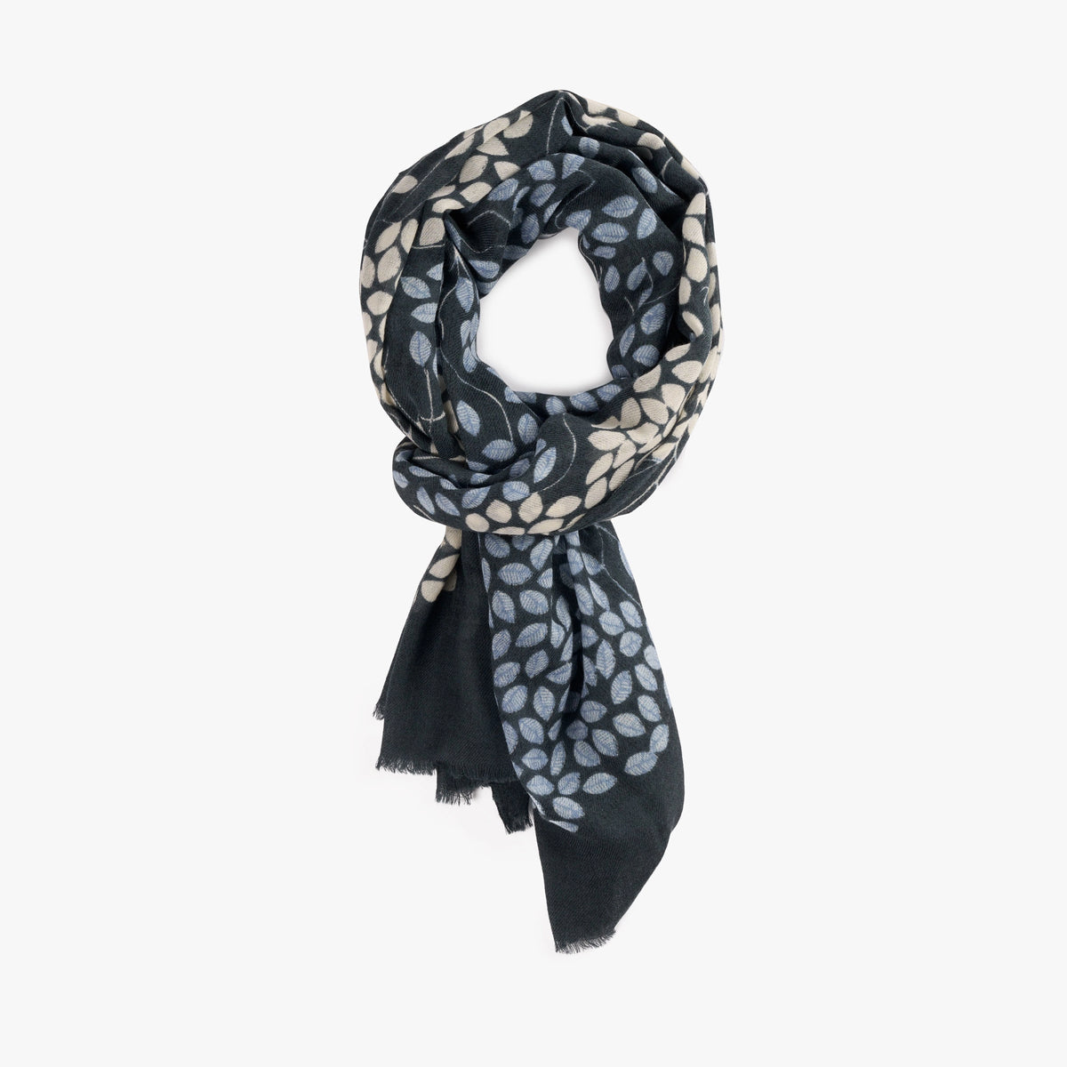 Schal in Grau mit floralem Muster aus Wolle C14-534 COL: GREY Bild 1