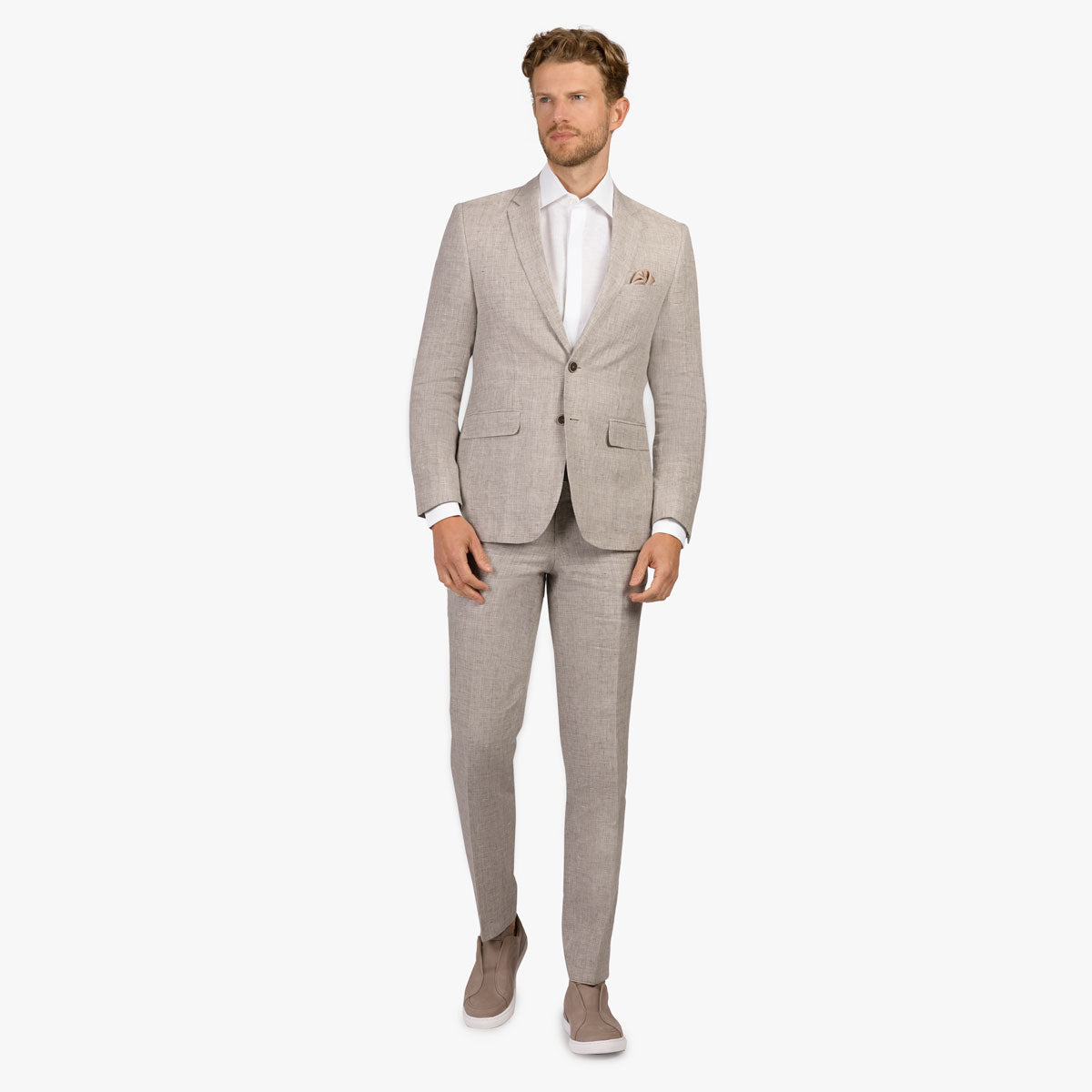 Anzug Pesaro mit feinem Hahnentrittmuster in beige beige/gemustert Bild 1