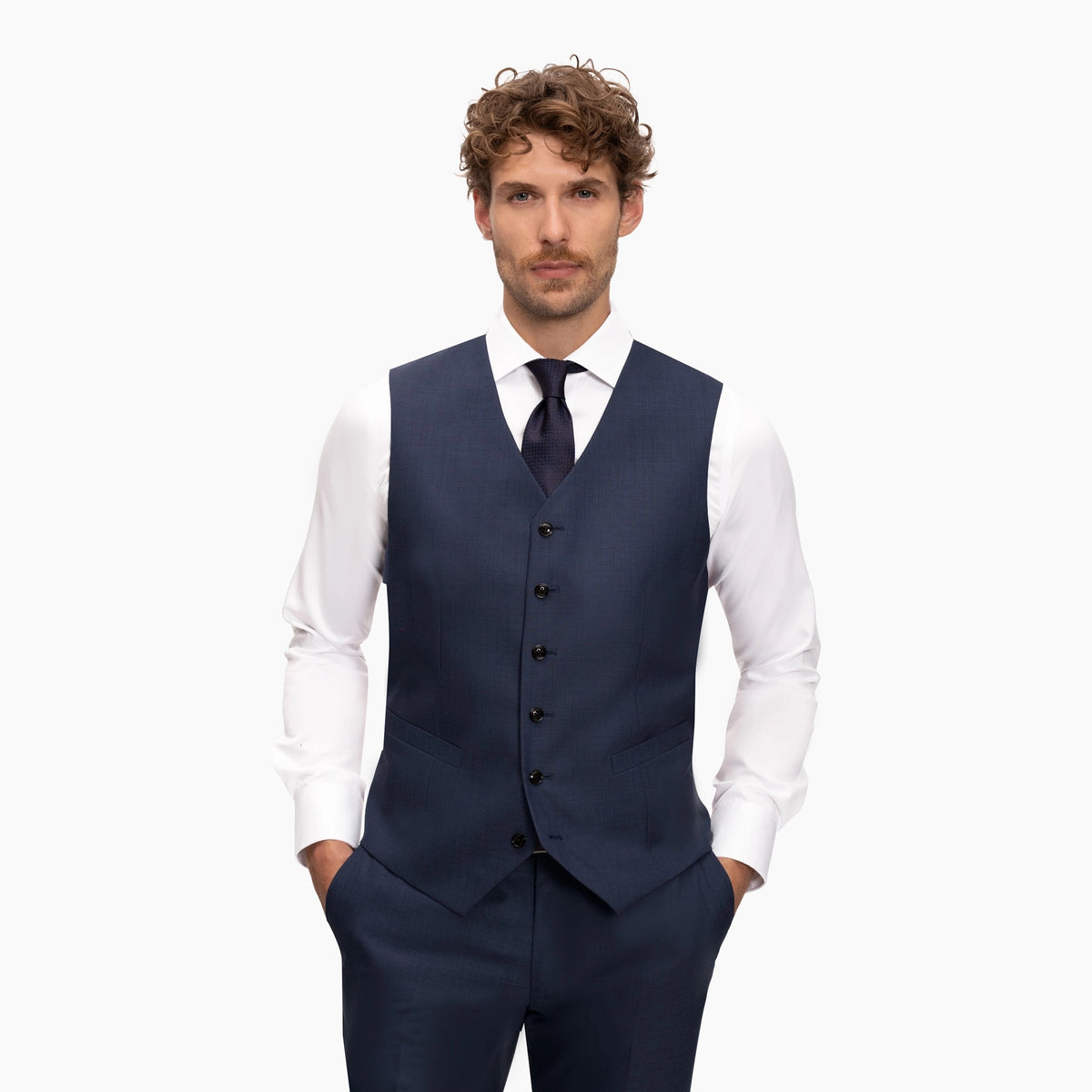 Slim Fit Baukastenweste in blau meliert blau/gemustert Bild 1