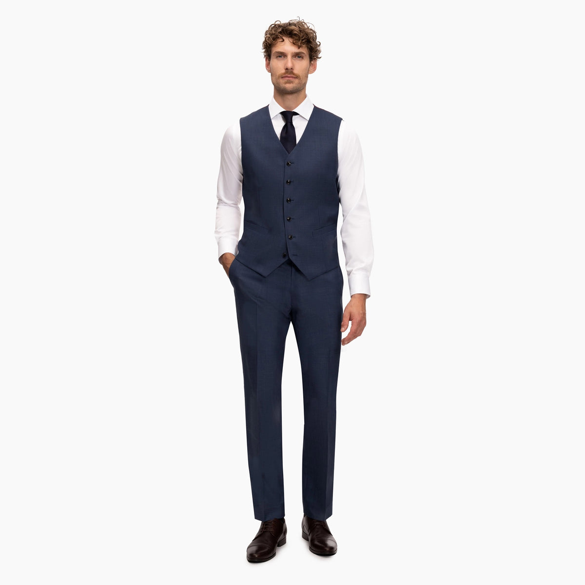 Slim Fit Baukastenweste in blau meliert blau/gemustert Bild 2