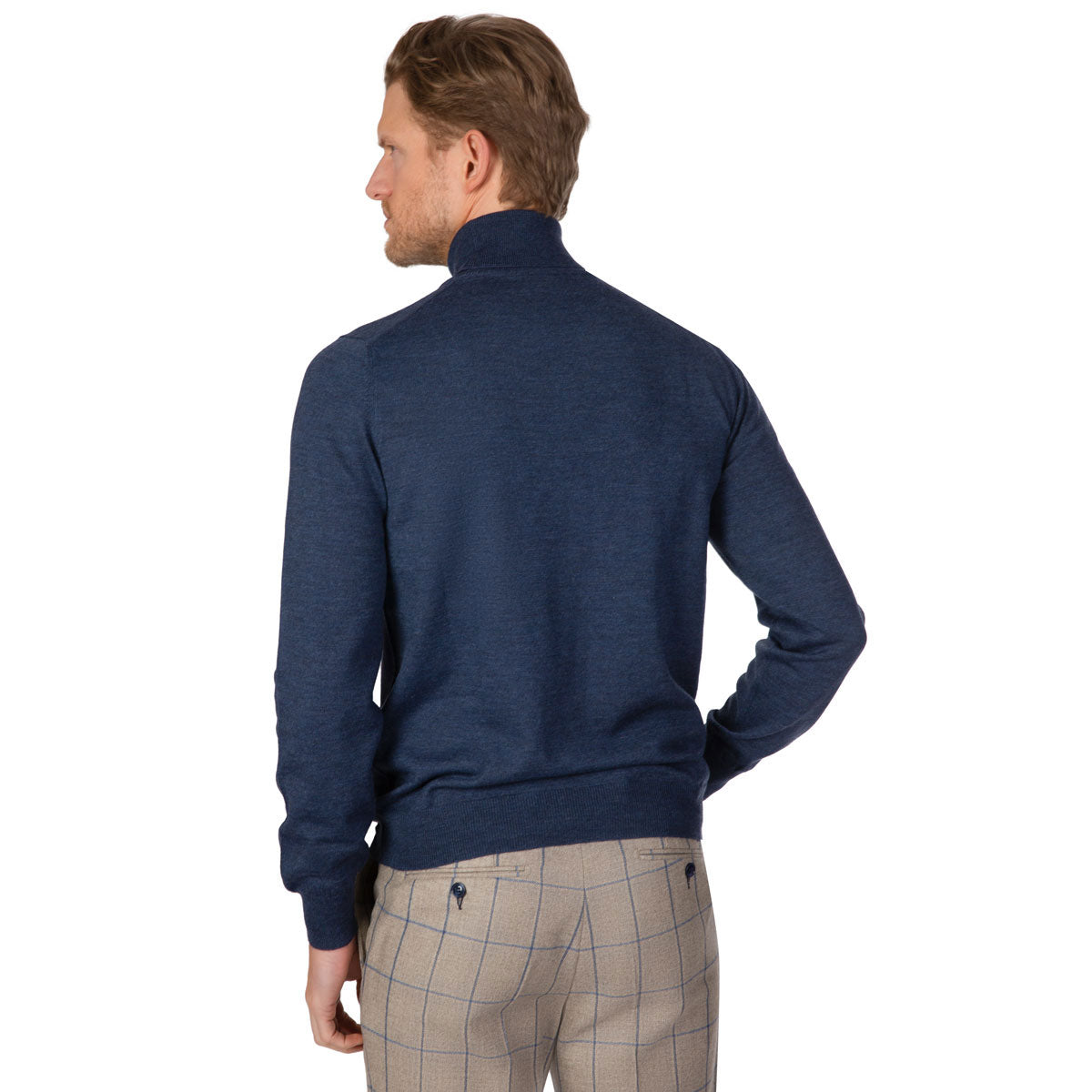 Rollkragenpullover aus Merino-Feinstrick in blau meliert jeans - 597 Bild 3