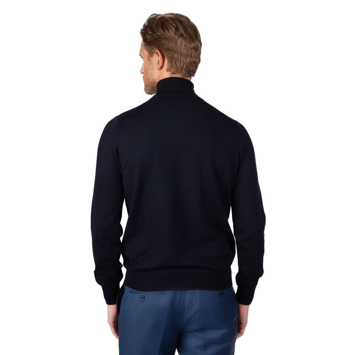 Rollkragenpullover aus Merino-Feinstrick in dunkelblau marine - 598 Bild 2