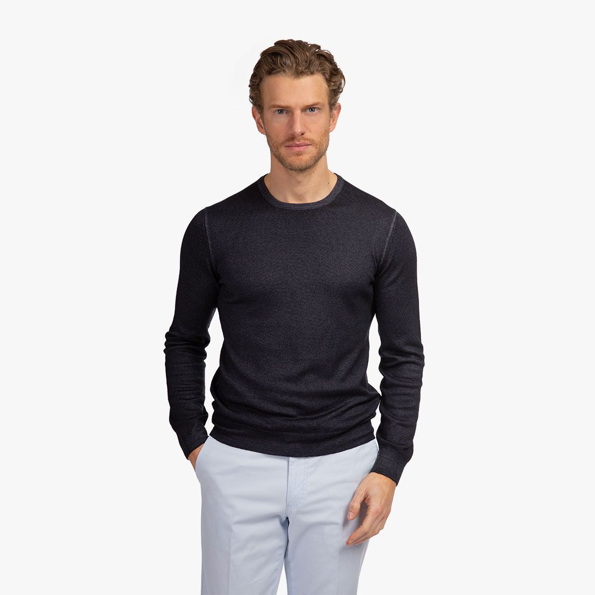 Rundhalspullover aus Merino-Feinstrick in vintage anthrazit antra - 914 Bild 1