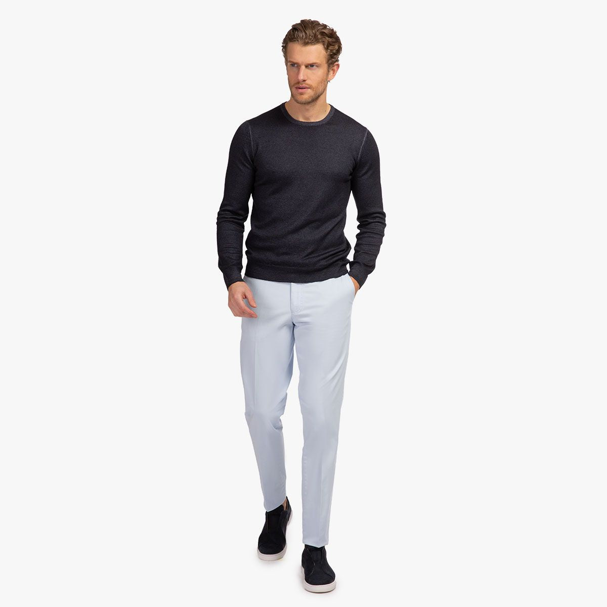 Rundhalspullover aus Merino-Feinstrick in vintage anthrazit antra - 914 Bild 2