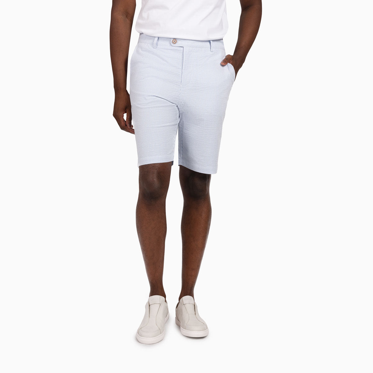 Bermuda mit Seersucker Struktur in hellblau gestreift hellblau/gestreift Bild 1