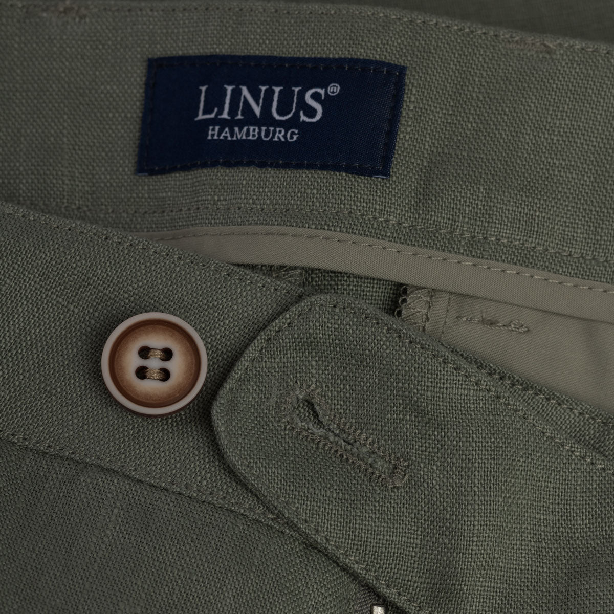 Chino aus reinem Leinen in grün grün Bild 3