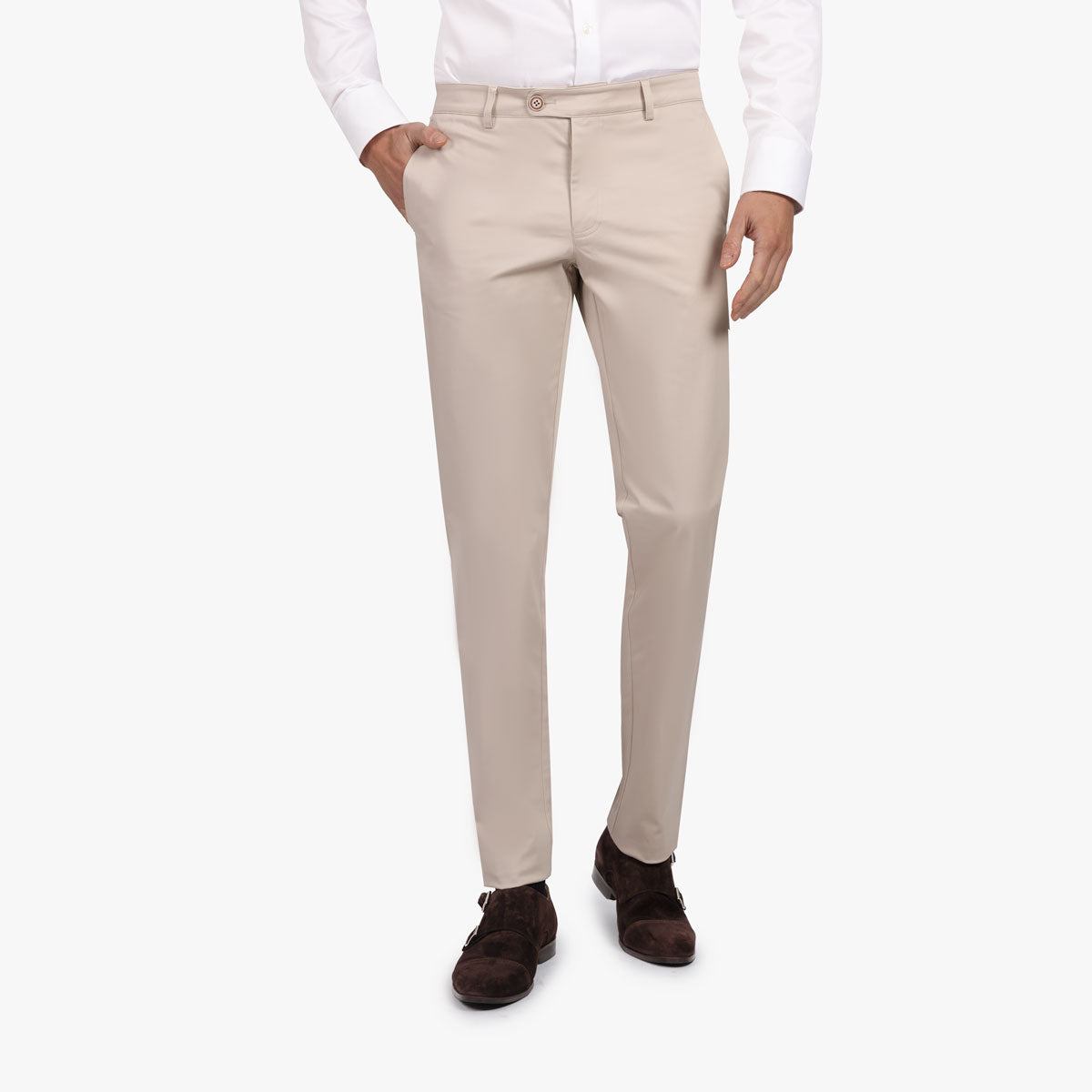 Chino aus Baumwolle und Elasthan in hellbeige beige Bild 1