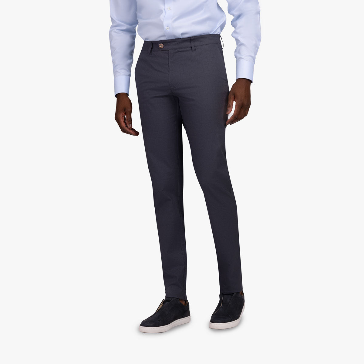 Chino aus Leinen und Baumwolle in mittelblau mittelblau Bild 1