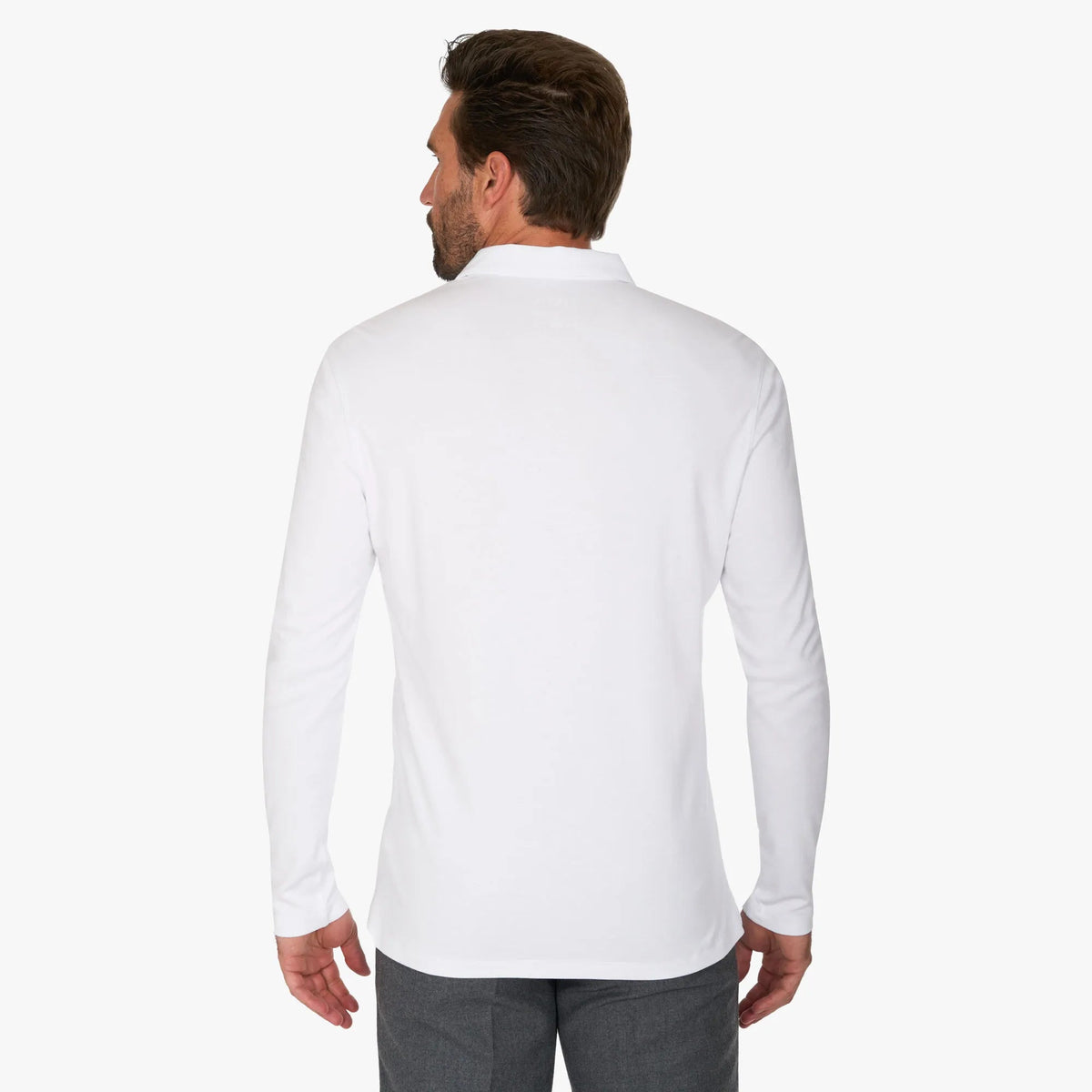 Langarm-Poloshirt aus Baumwolle und Modal in Weiß weiss Bild 4
