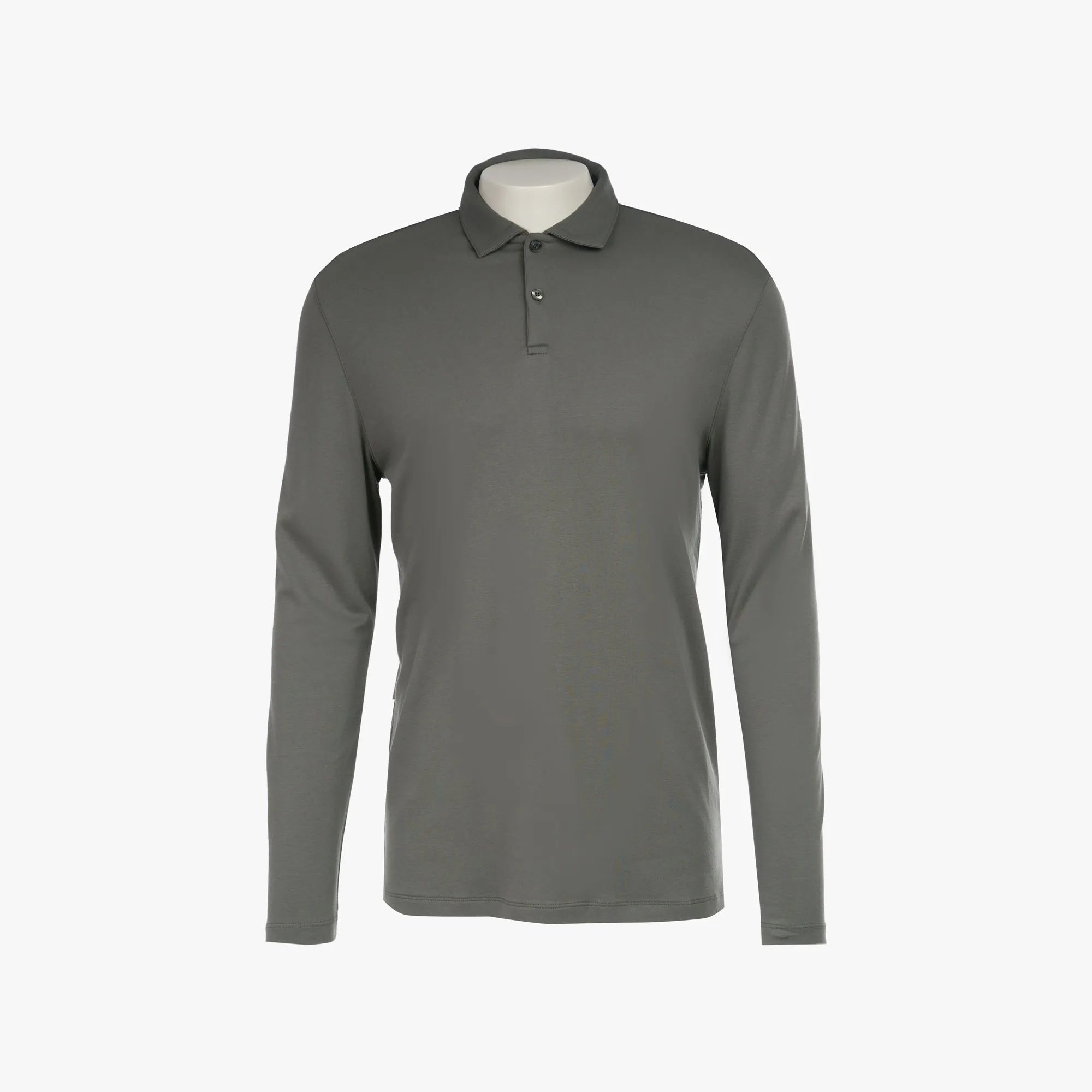 Langarm-Poloshirt aus Baumwolle und Modal in Olivgrün olive Bild 4
