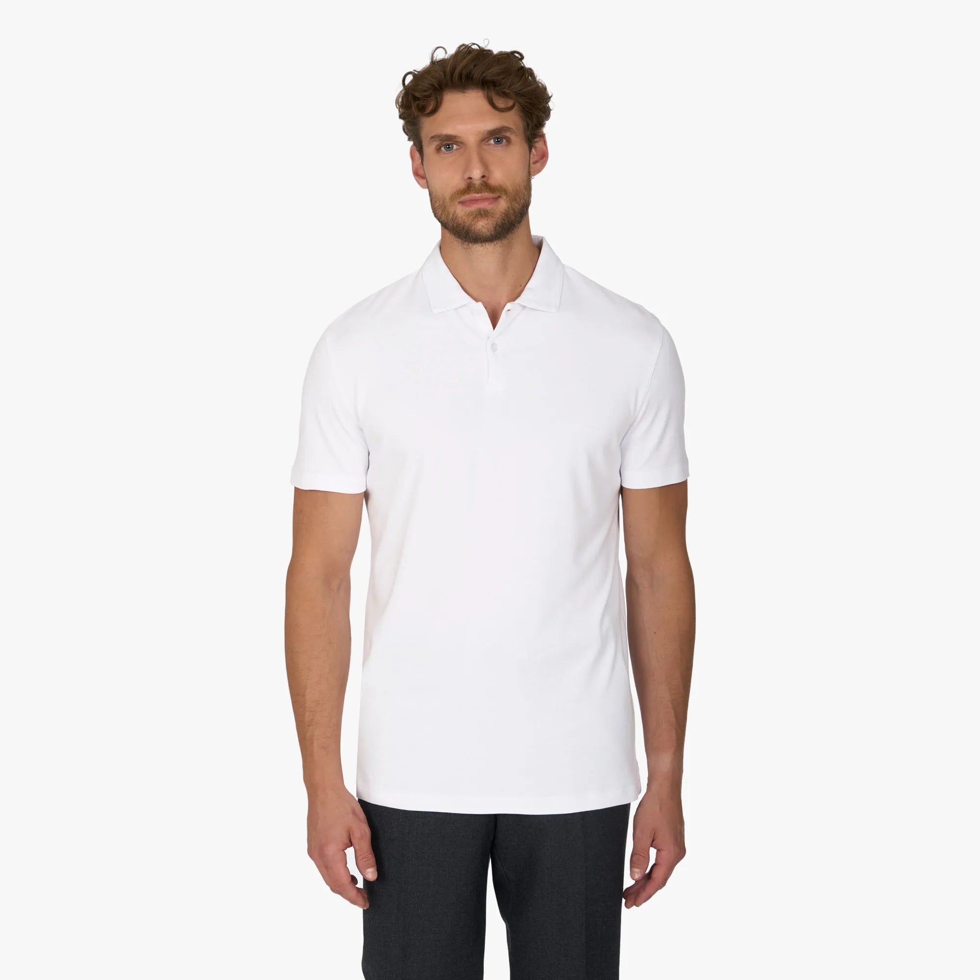 Poloshirt aus Baumwolle und Modal in Weiß weiss Bild 1