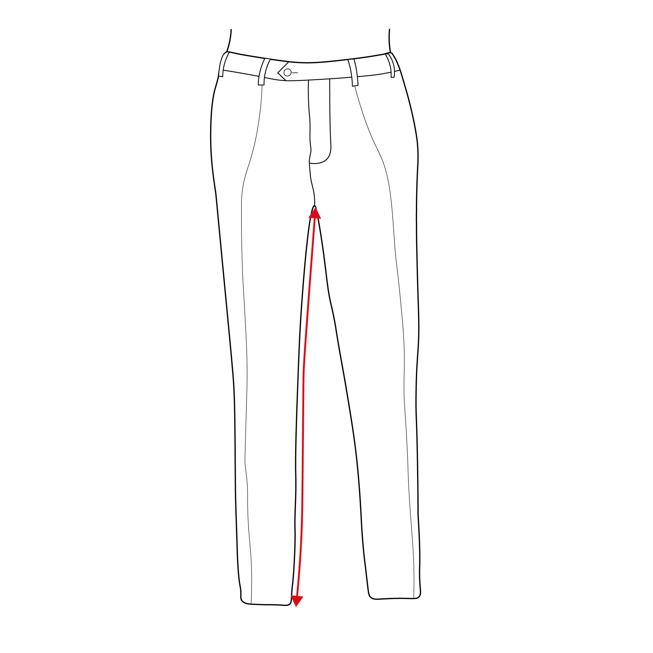 Hose mit roter Maßlinie.