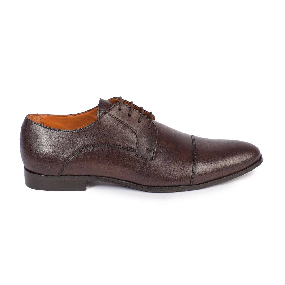 Derby mit Kappe aus Glattleder in braun Cognac/Parma Bild 3