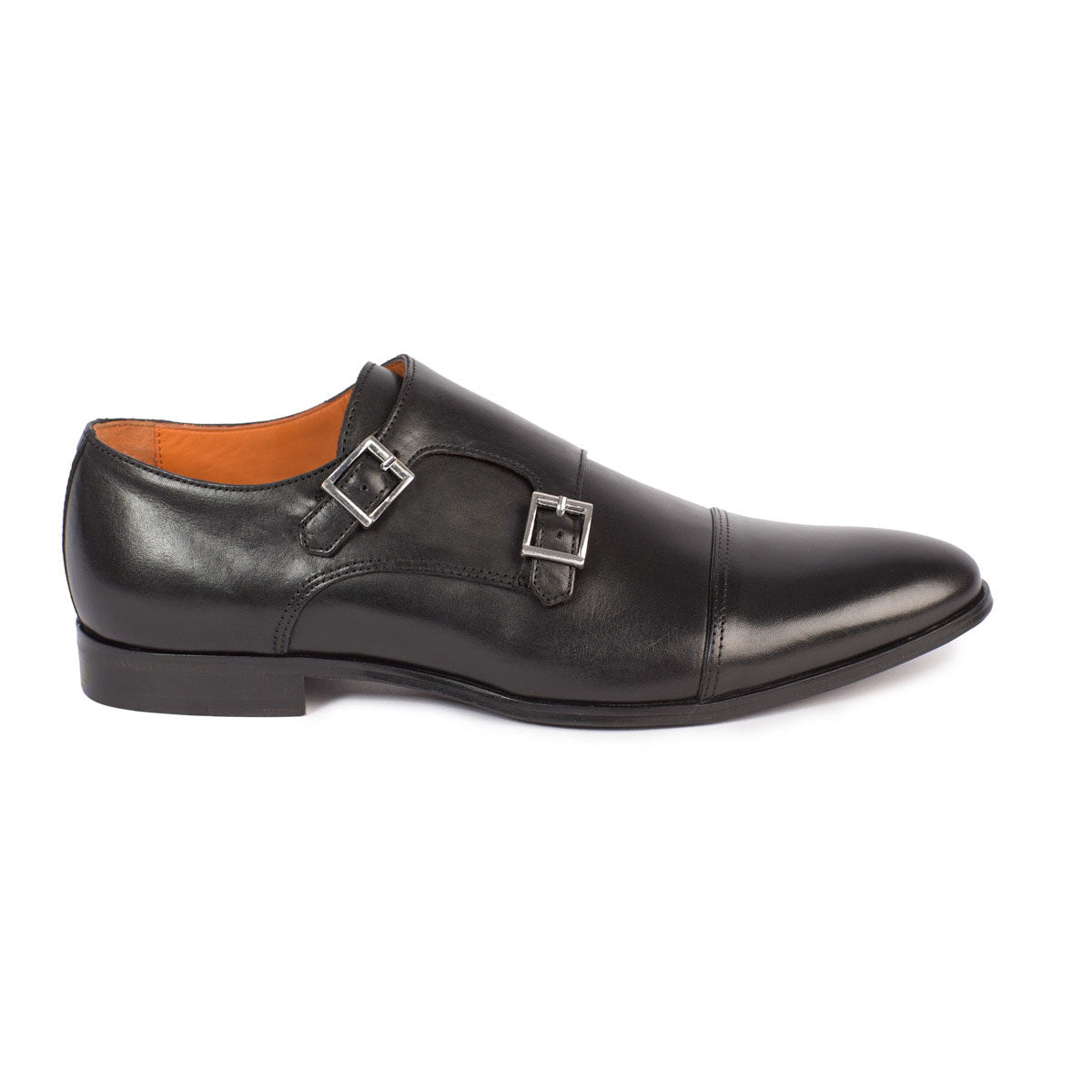 Doppelmonk aus Glattleder in schwarz Black/Parma Bild 3