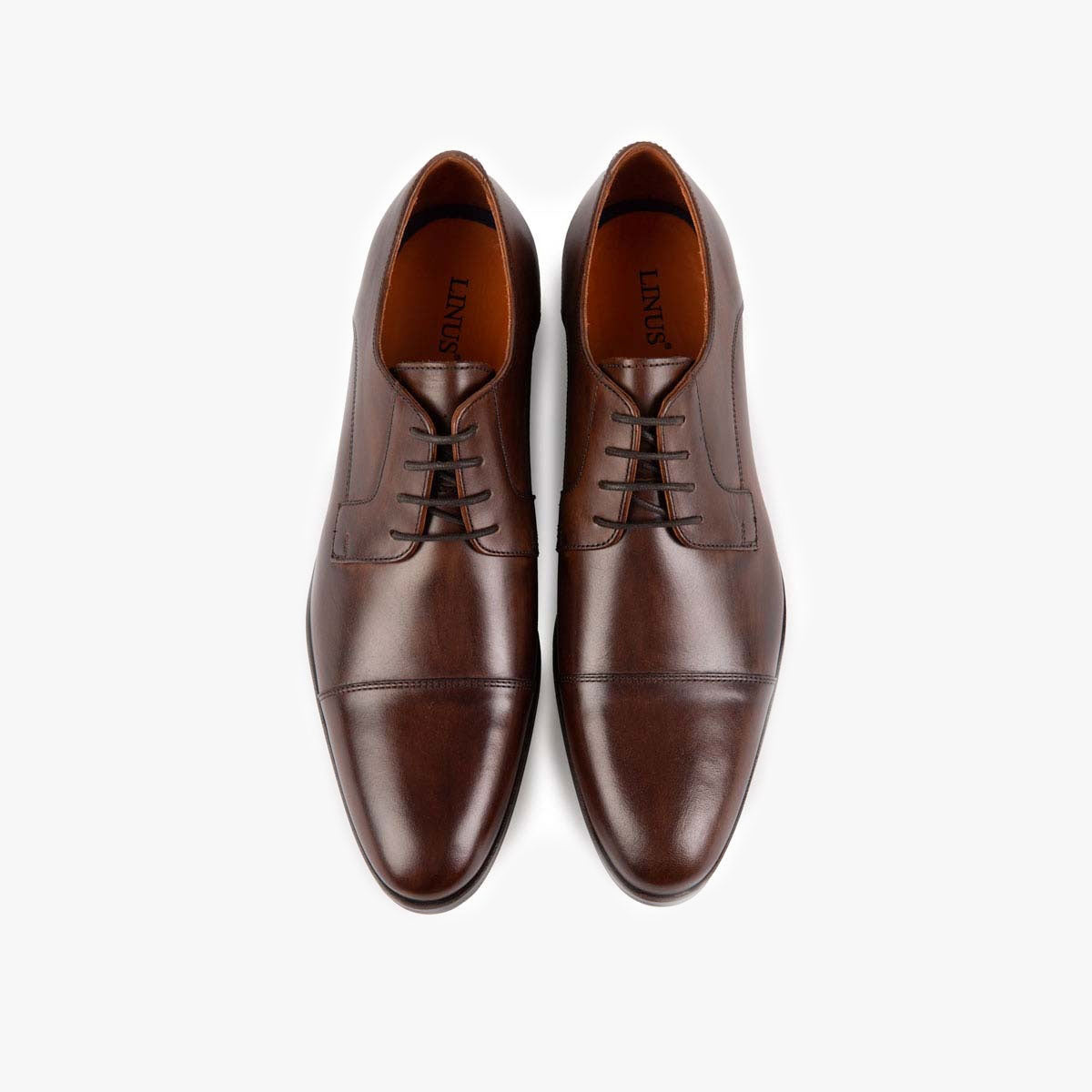 Derby mit Kappe aus Glattleder gewischt in braun Lino-3.1T cognac Bild 1