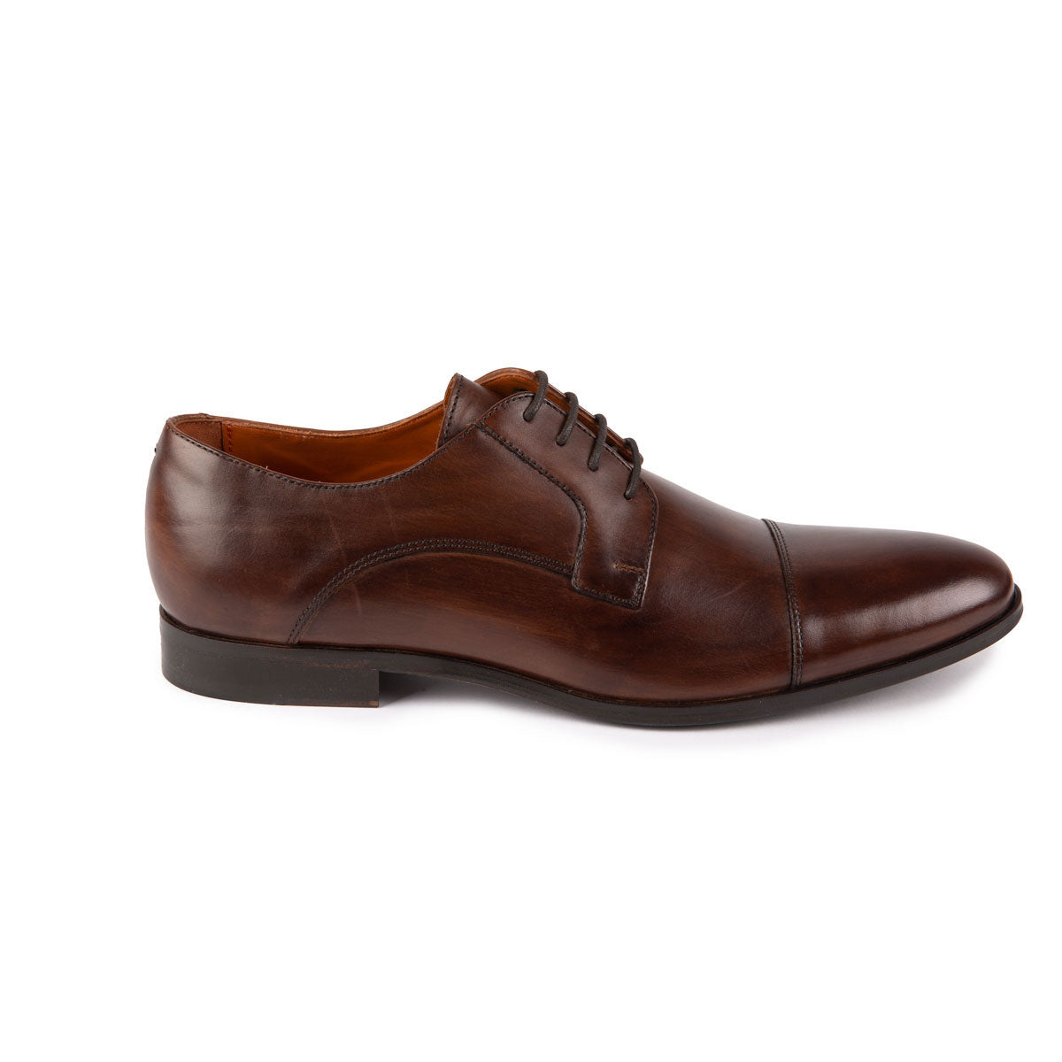 Derby mit Kappe aus Glattleder gewischt in braun Lino-3.1T cognac Bild 3