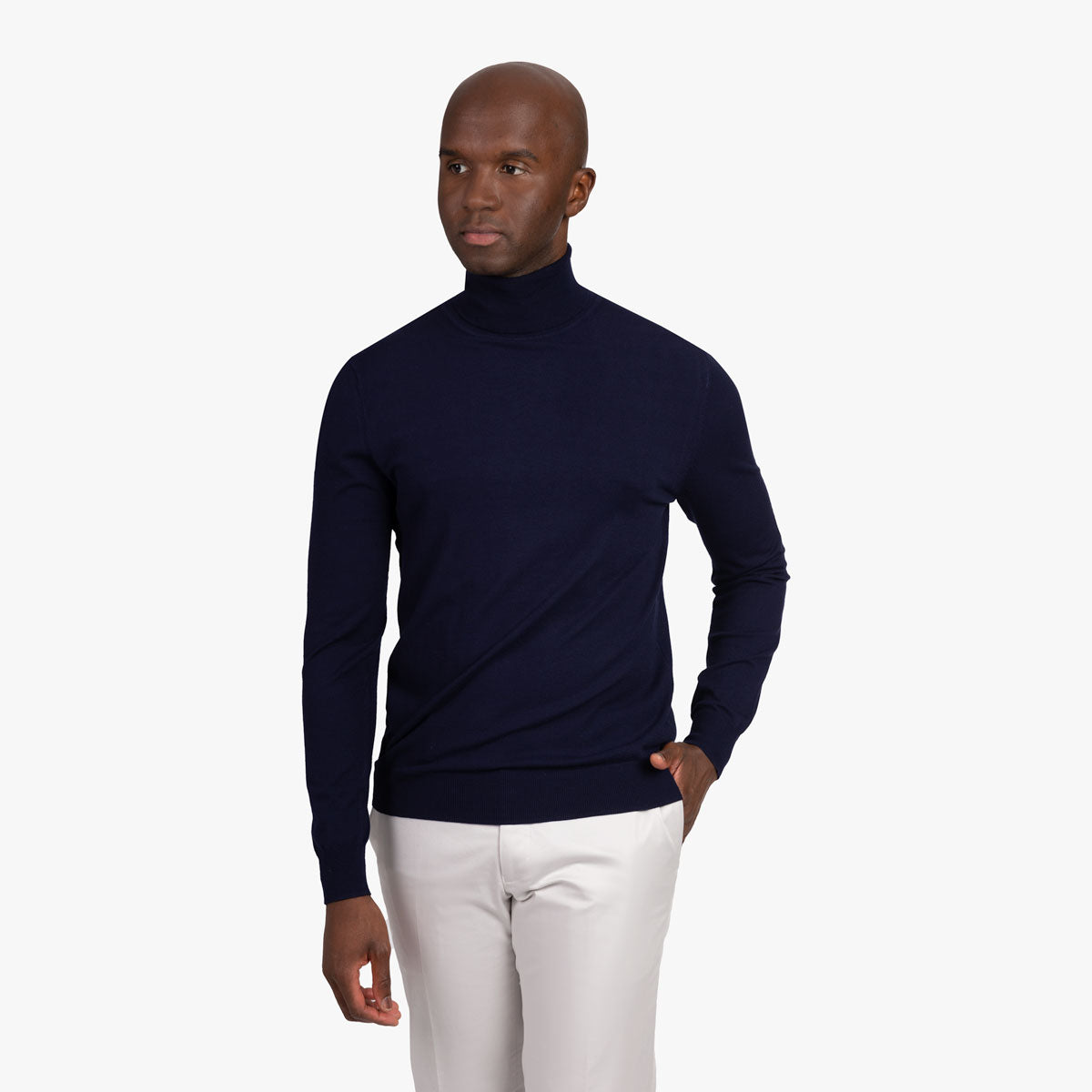 Rollkragenpullover aus Feinstrick in dunkelblau AF847 Bild 1