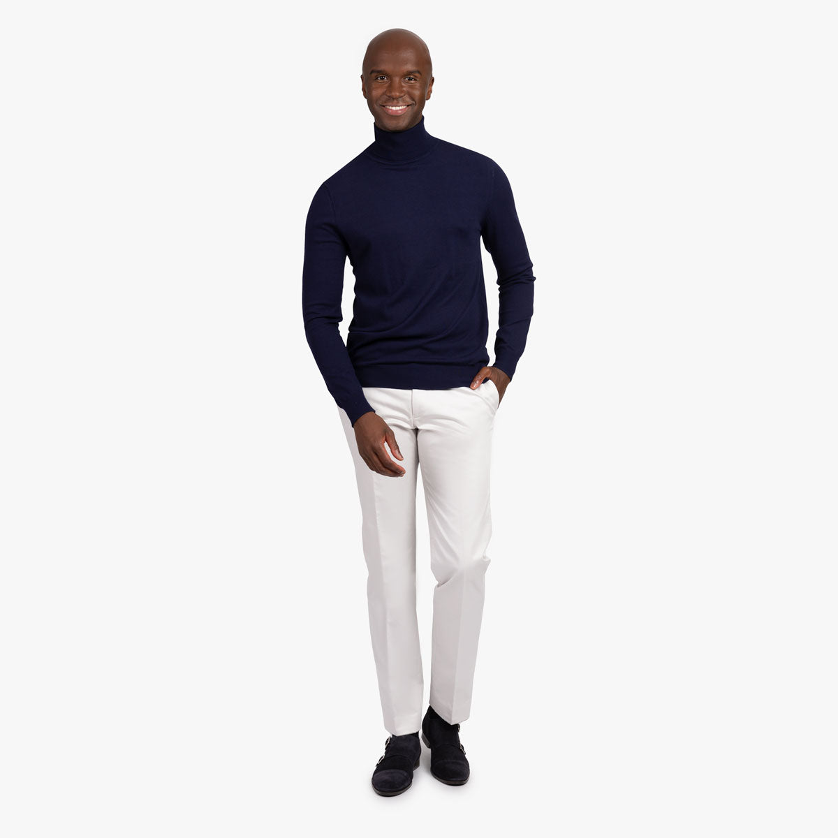 Rollkragenpullover aus Feinstrick in dunkelblau AF847 Bild 7