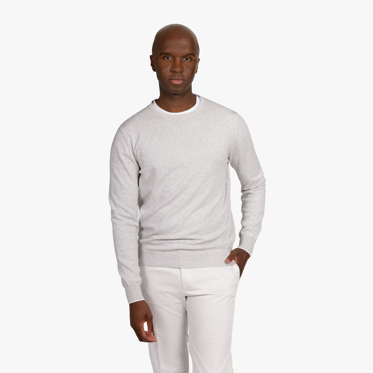 Rundhalspullover aus Baumwolle/Kaschmir in hellgrau light grey 003 Bild 1