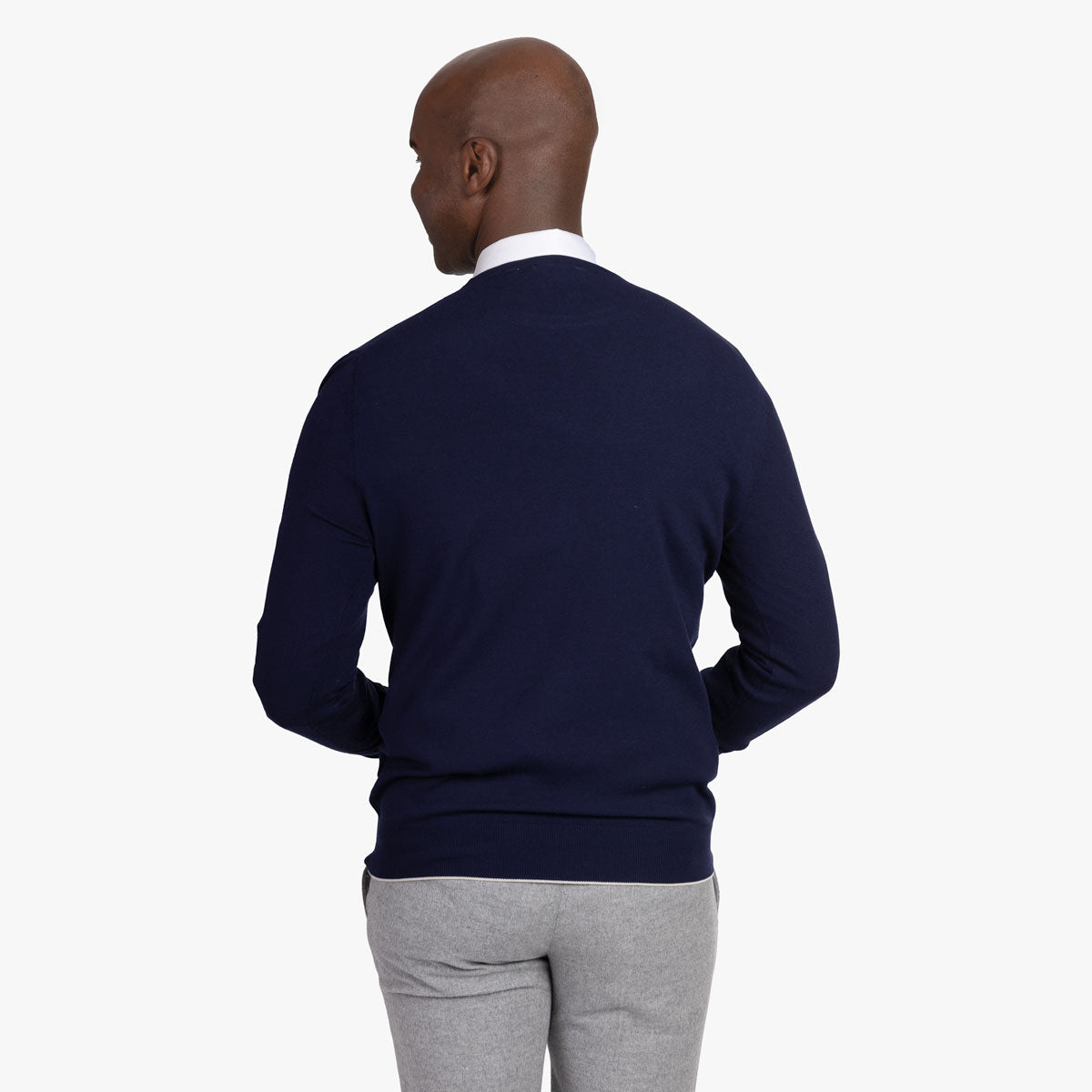Rundhalspullover in dunkelblau mit weißen Details AF847 contrast AF840 Bild 2