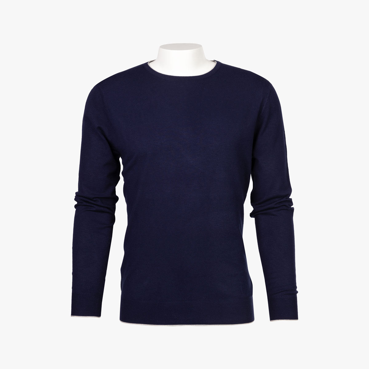 Rundhalspullover in dunkelblau mit weißen Details AF847 contrast AF840 Bild 4
