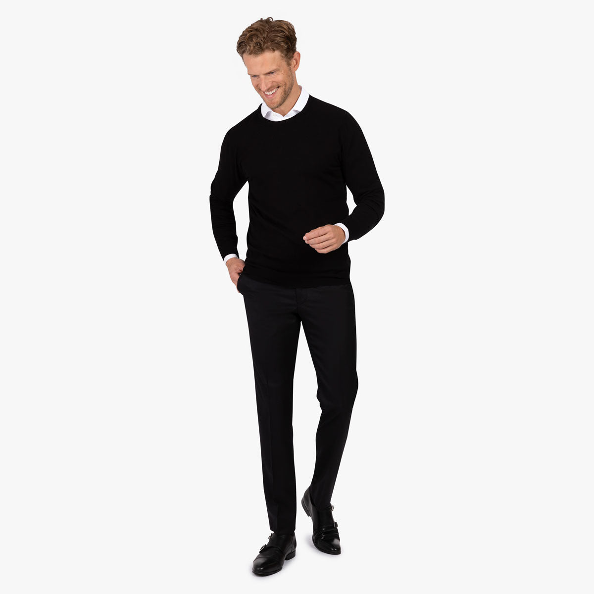 Schwarzer Rundhals Pullover AF802 Bild 4