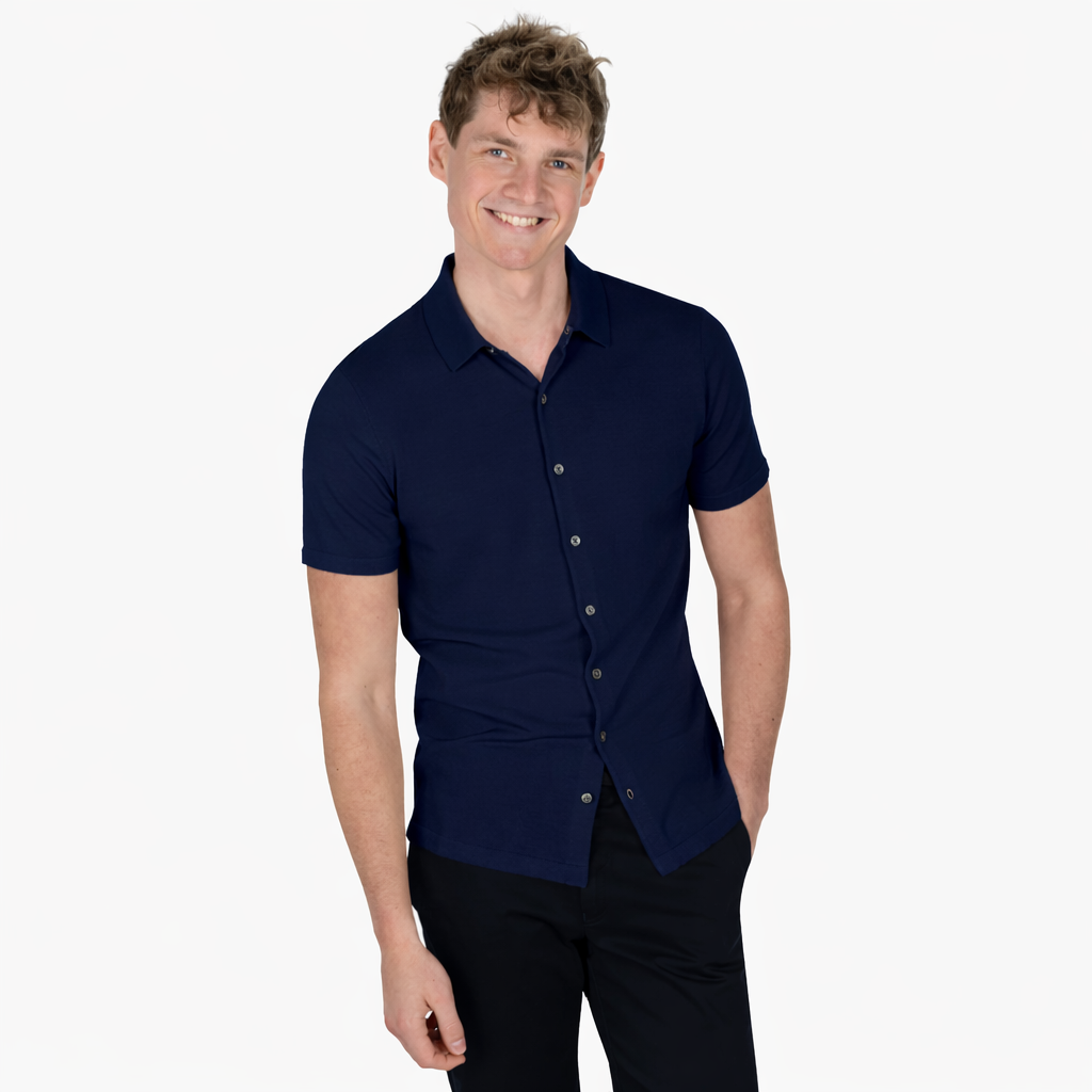 Poloshirt mit Knopfleiste in Dunkelblau dkl. blau Bild 1