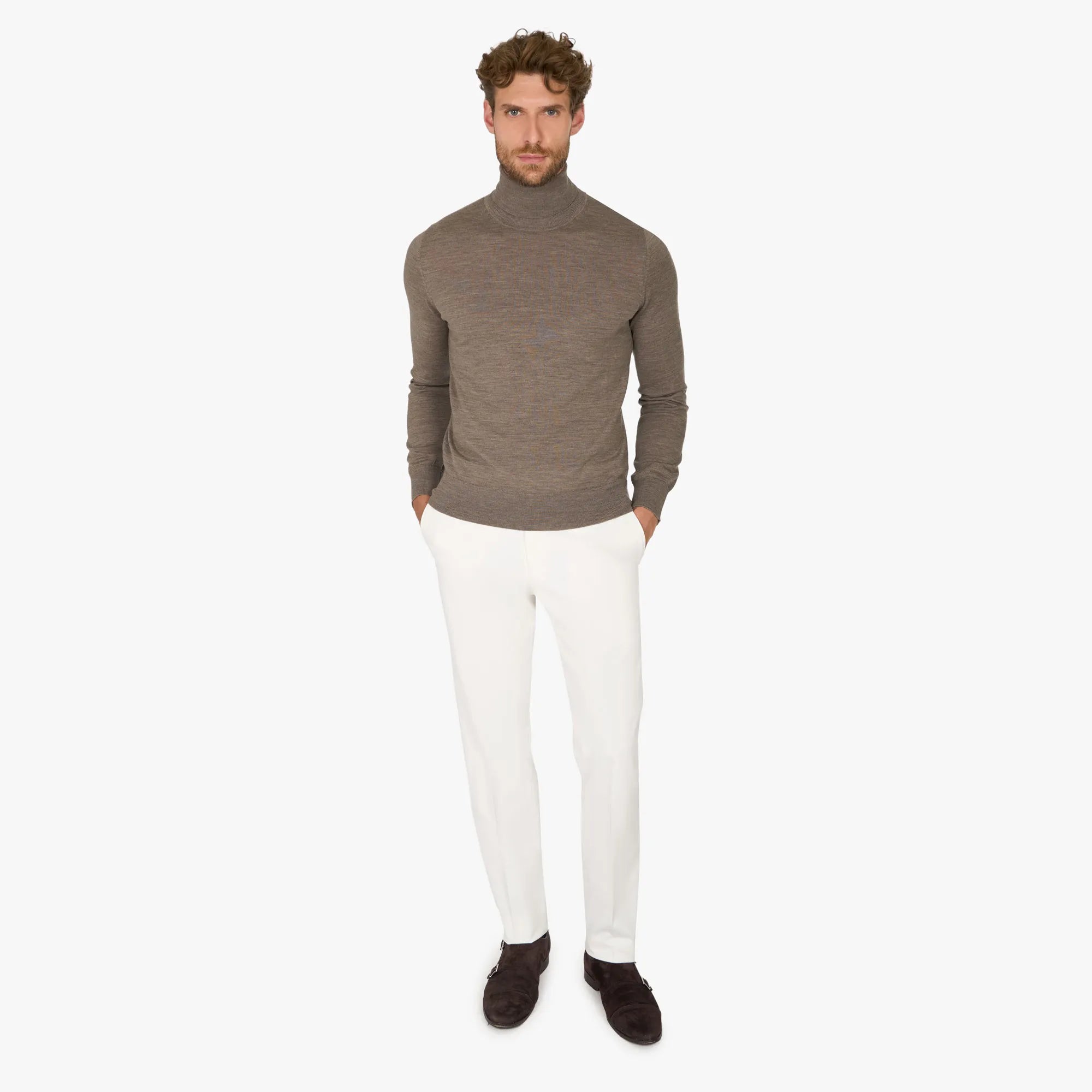 Rollkragenpullover aus Schurwolle in Beige beige Bild 5