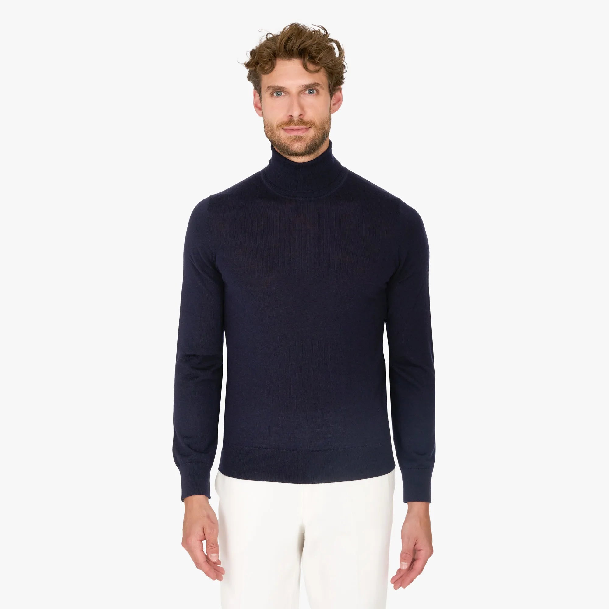 Rollkragenpullover aus Schurwolle in Dunkelblau dkl. blau Bild 1