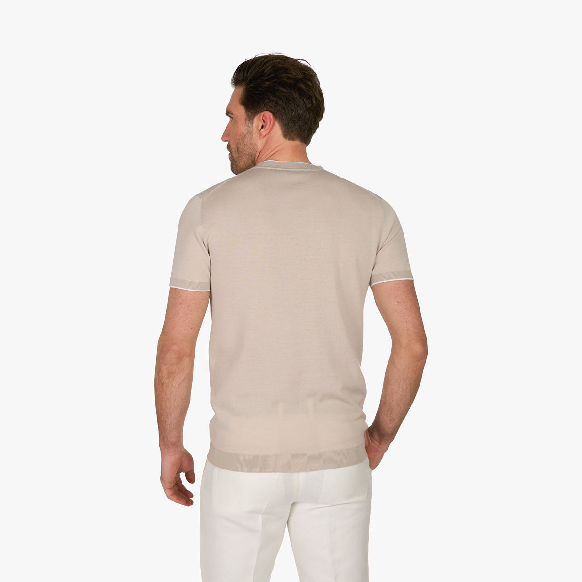 T-Shirt Rundhals aus Wolle & Baumwolle in Beige beige Bild 2