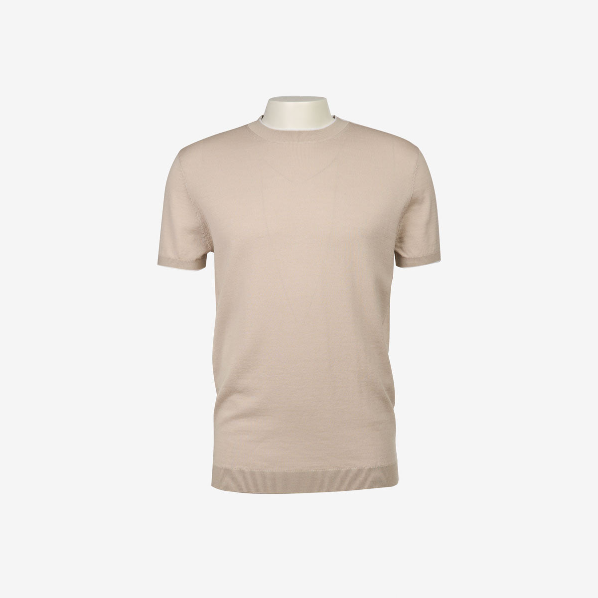 T-Shirt Rundhals aus Wolle & Baumwolle in Beige beige Bild 3