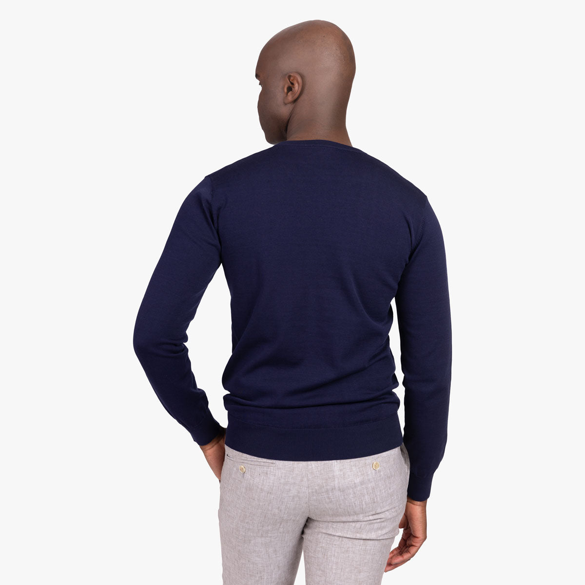 V-Ausschnitt Pullover in dunkelblau mit Seidenanteil dkl. blau Bild 2