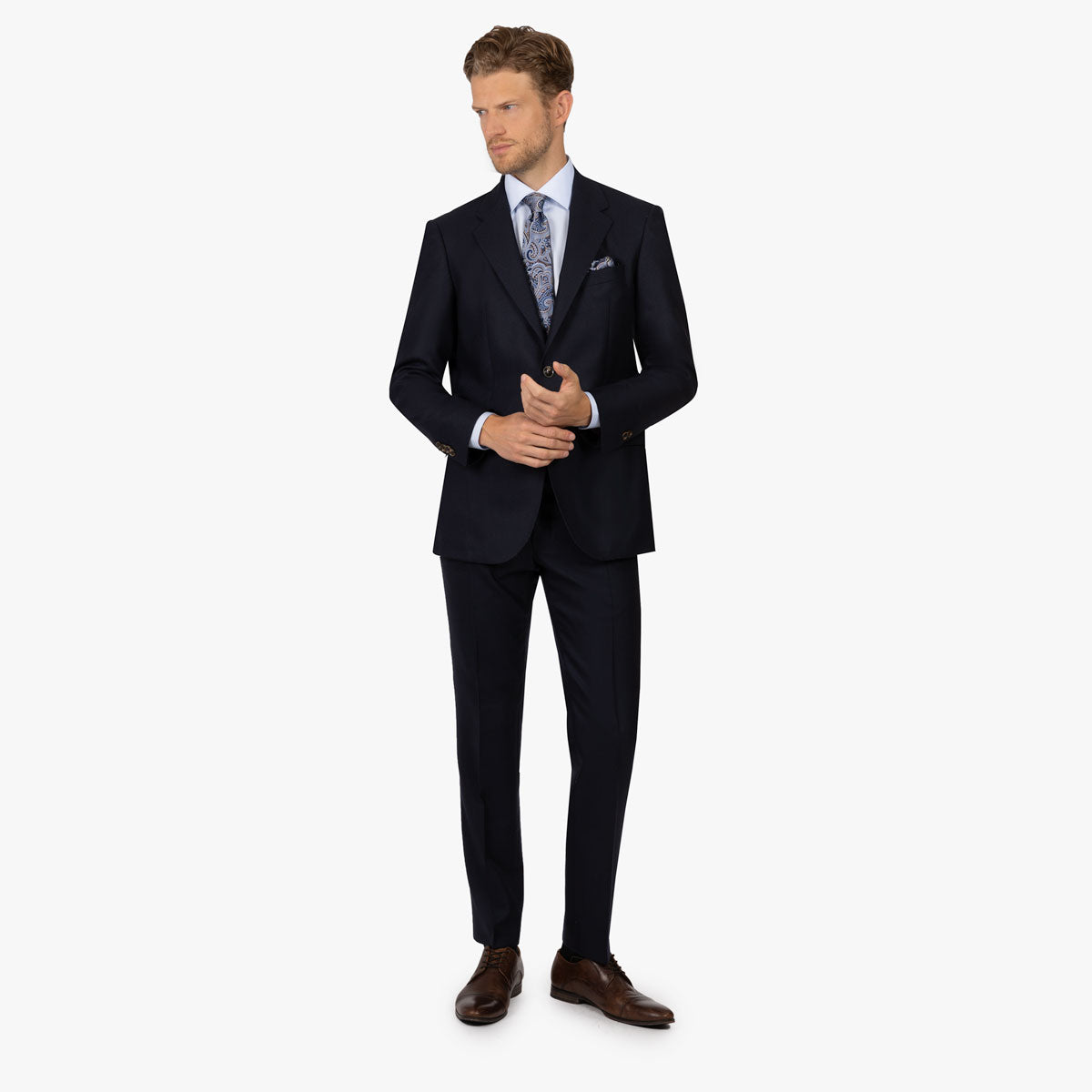 Blauer Modern Fit Anzug Prato mit Panamabindung dkl. blau Bild 1