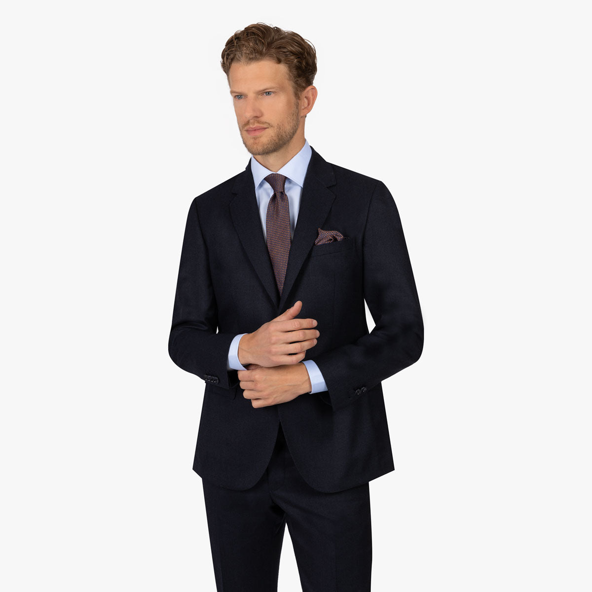 Dunkelblauer Anzug Genf mit dezentem Hahnentritt-Muster blau/gemustert Bild 2