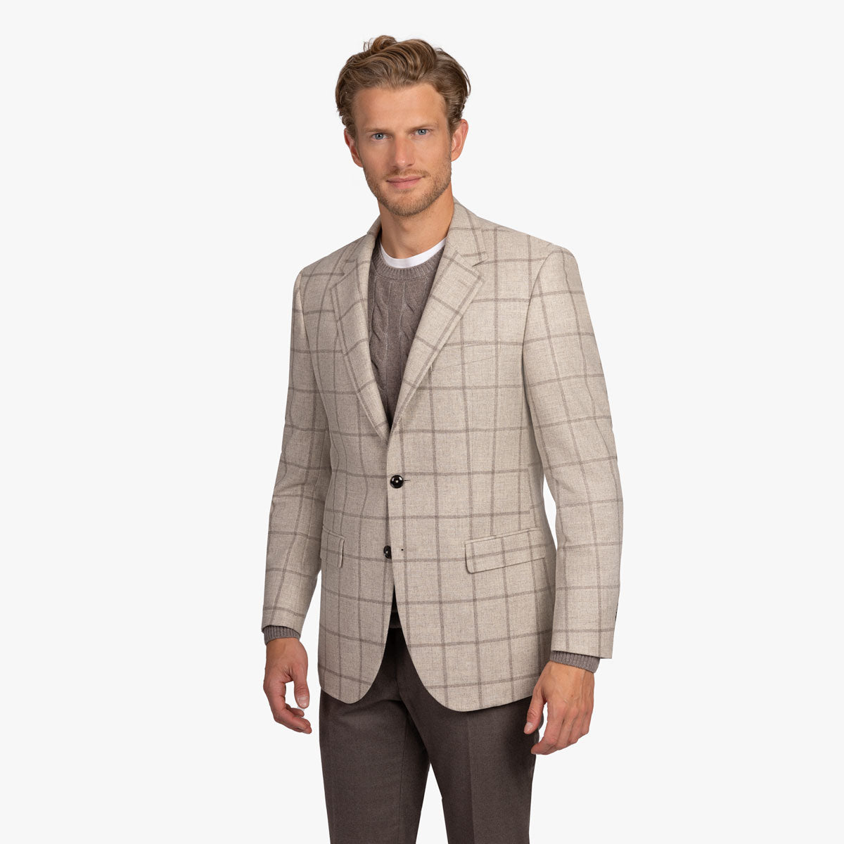 Sakko Prato mit Windowpane-Check in beige beige/karo Bild 1